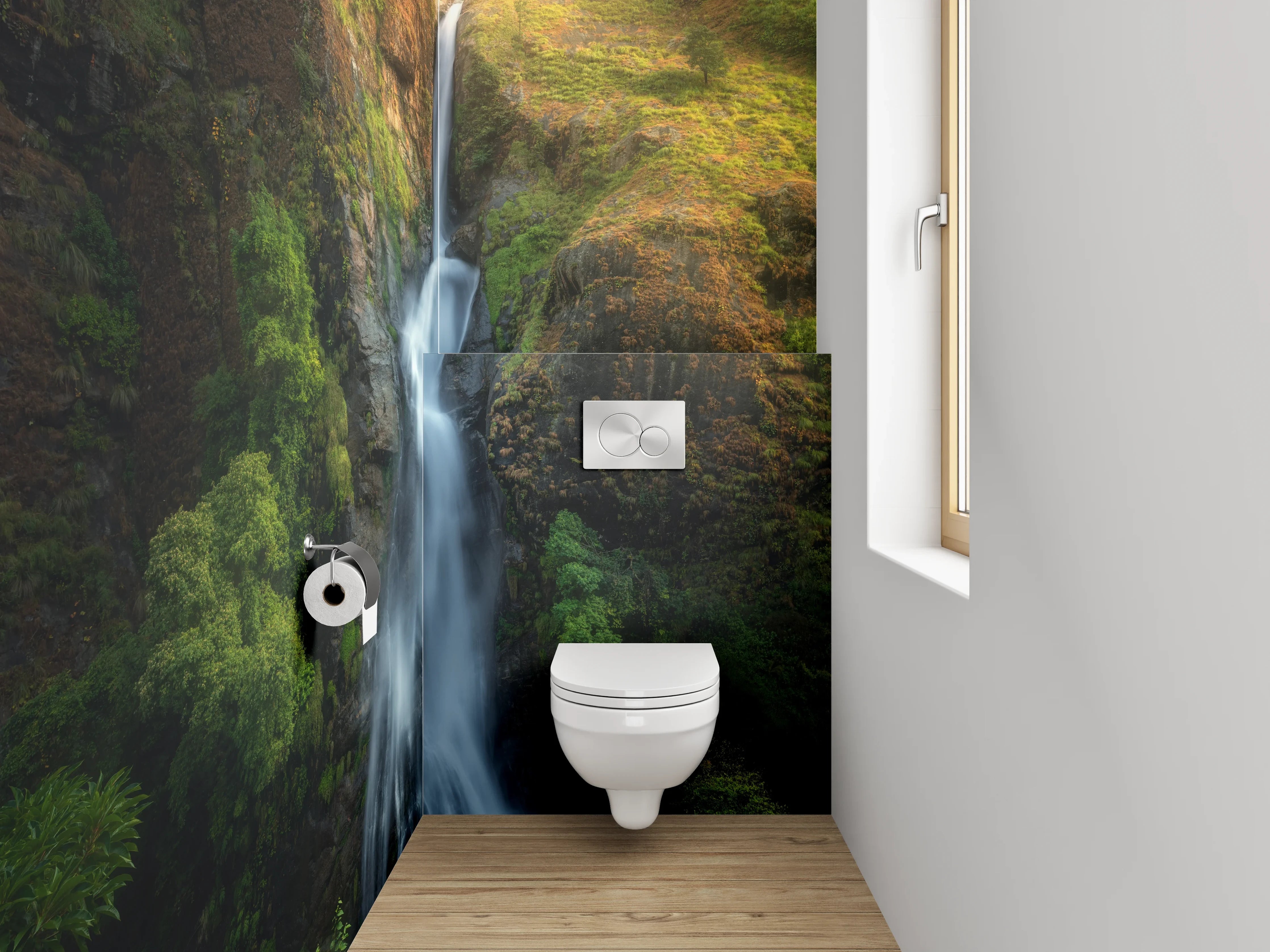 WC-Rückwand - Mystischer Wasserfall Naturidyll