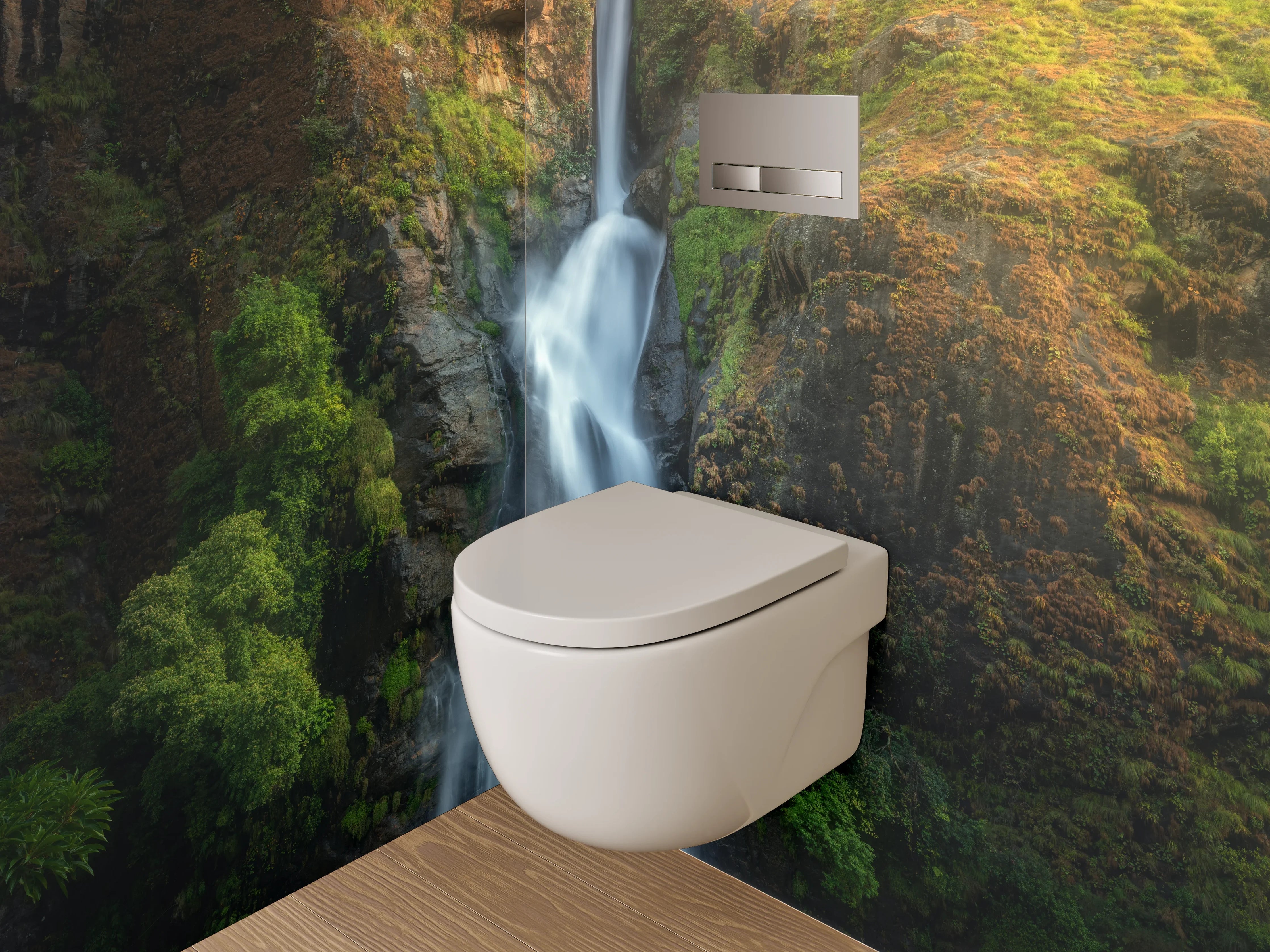 WC-Rückwand - Mystischer Wasserfall Naturidyll