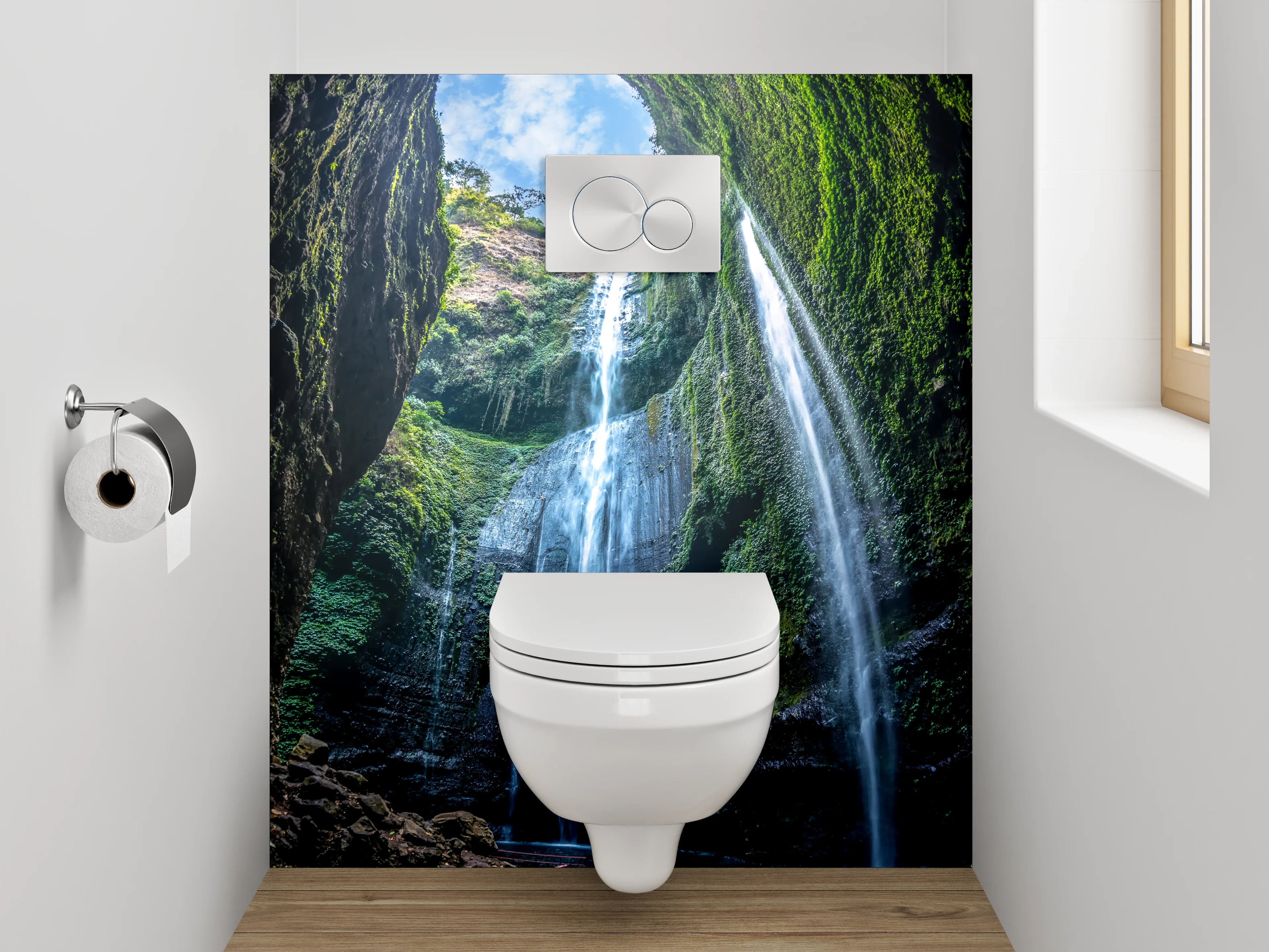 WC-Rückwand - Mystischer Wasserfall im Dschungel