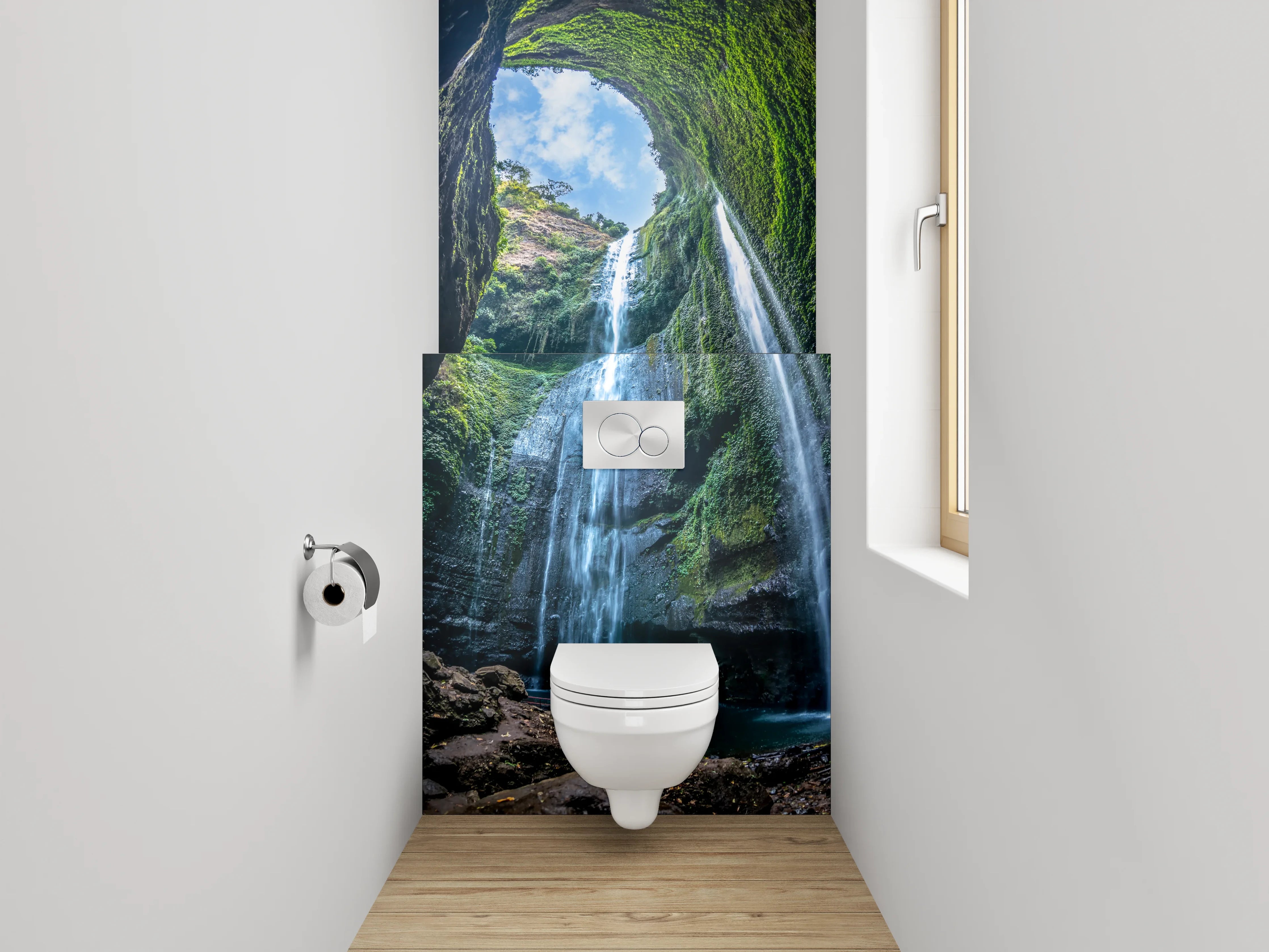 WC-Rückwand - Mystischer Wasserfall im Dschungel