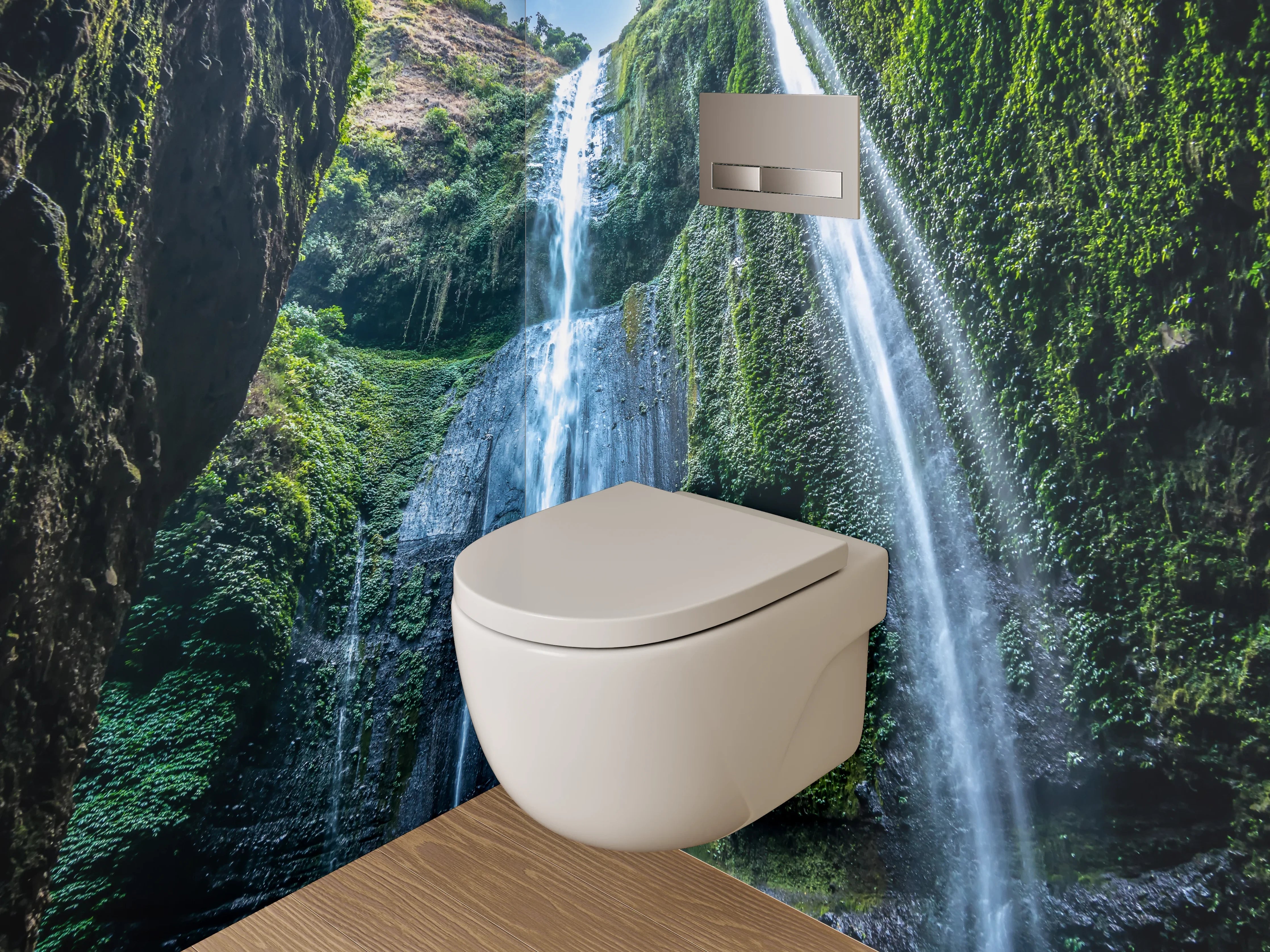 WC-Rückwand - Mystischer Wasserfall im Dschungel