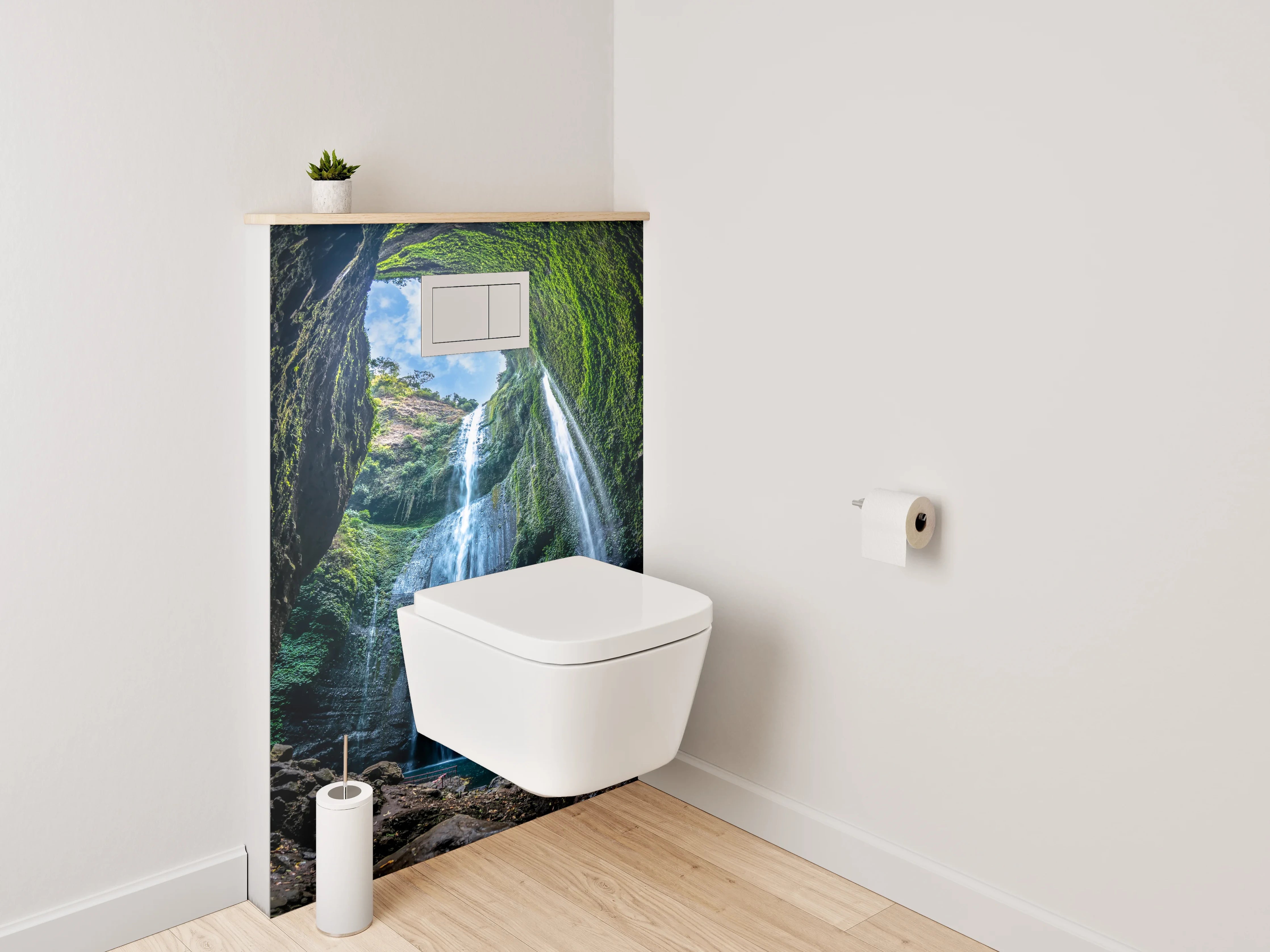 WC-Rückwand - Mystischer Wasserfall im Dschungel