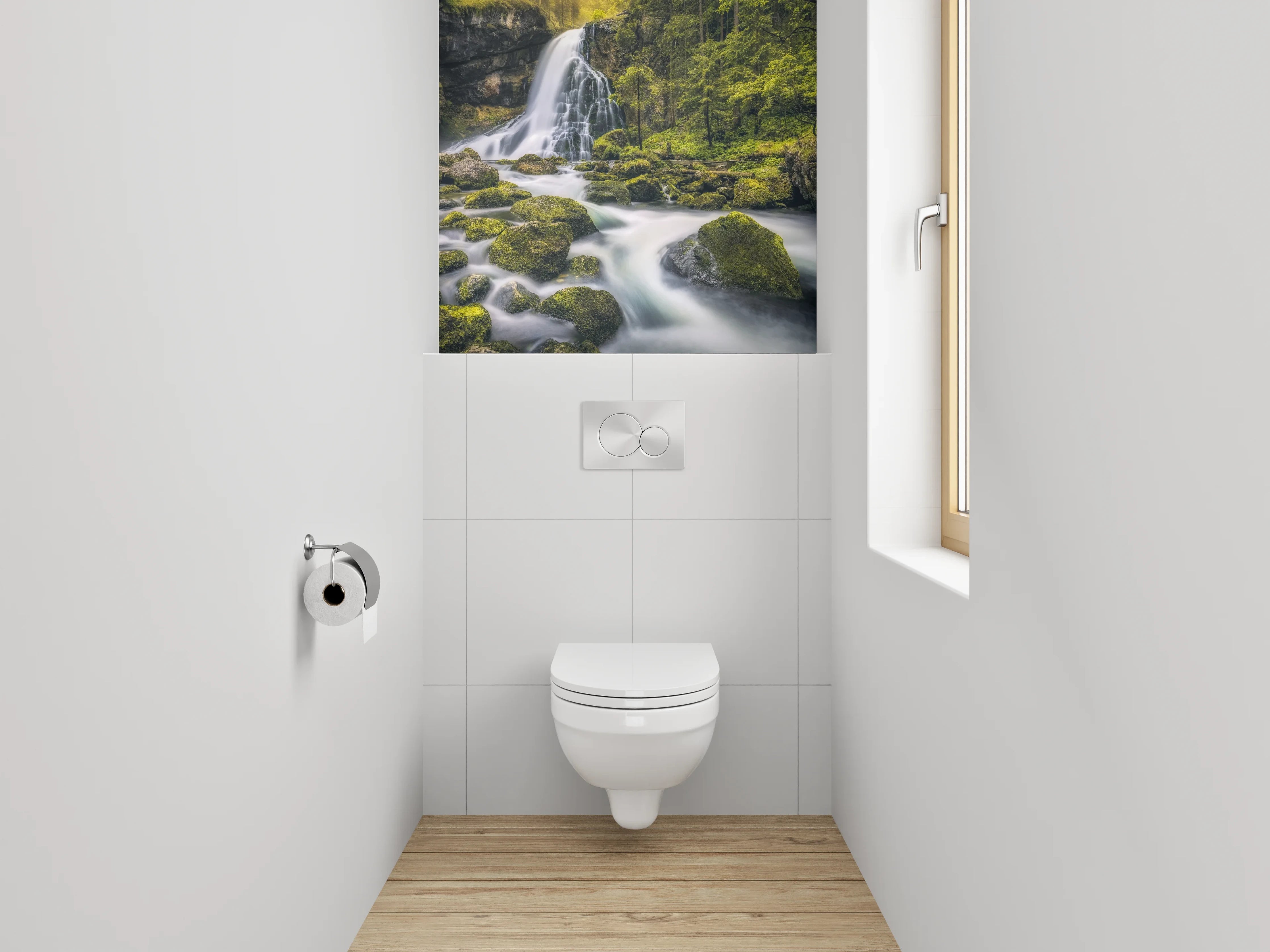 WC-Rückwand - Mystischer Wasserfall im Wald