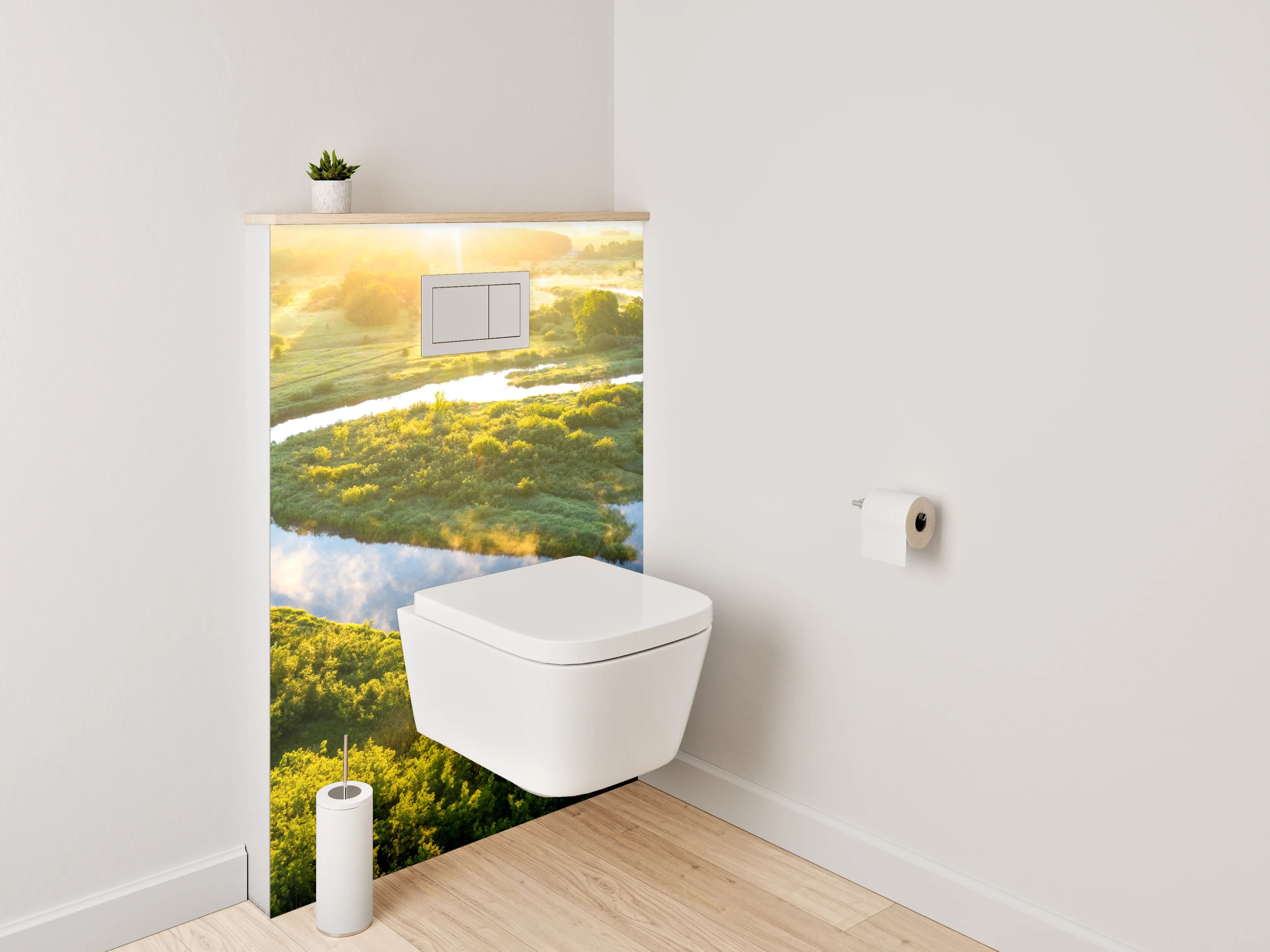 WC-Rückwand - Natürliche Flusslandschaft bei Sonnenaufgang