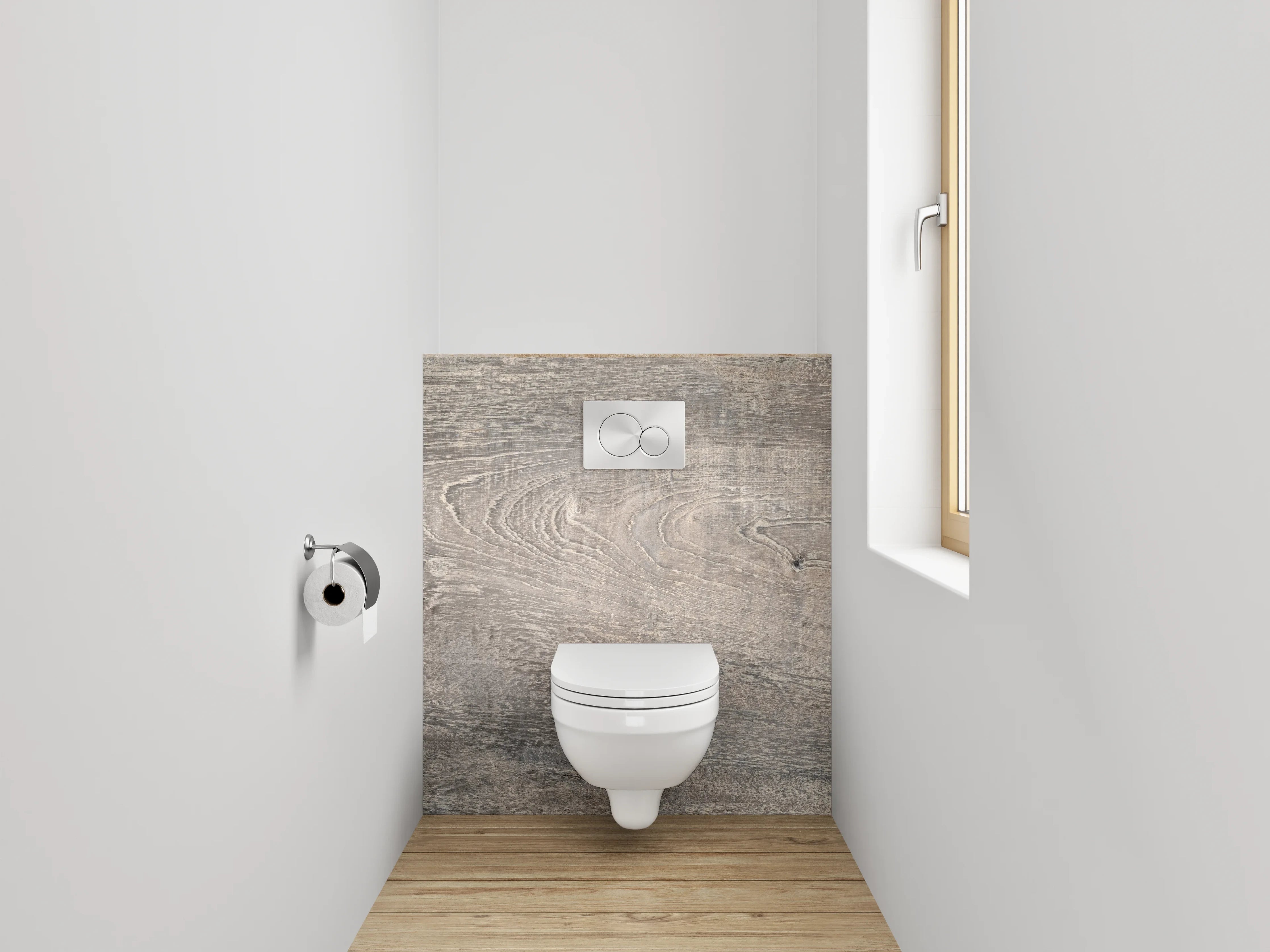 WC-Rückwand - Natürliche Holzmaserung mit Grautönen