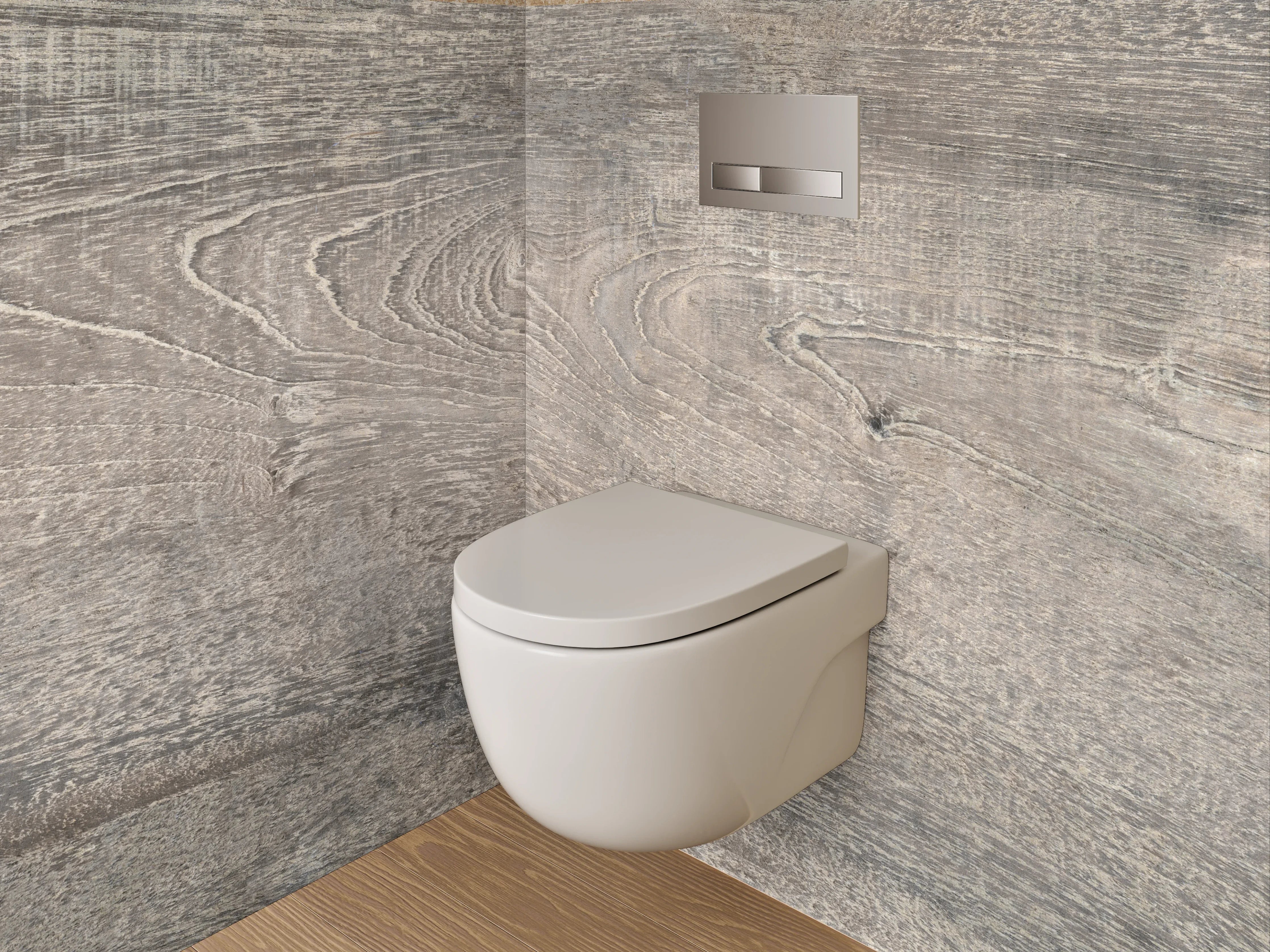 WC-Rückwand - Natürliche Holzmaserung mit Grautönen