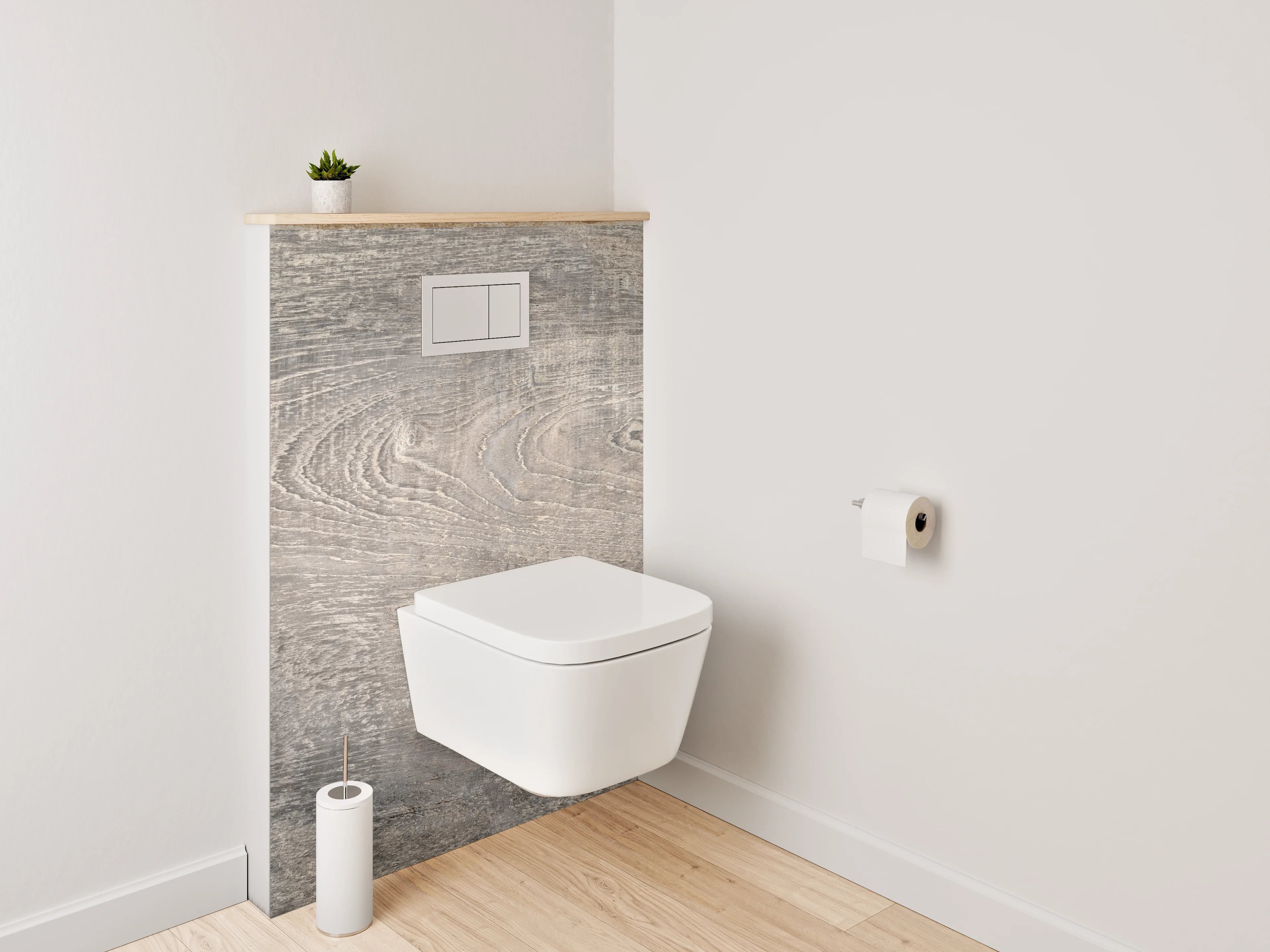 WC-Rückwand - Natürliche Holzmaserung mit Grautönen