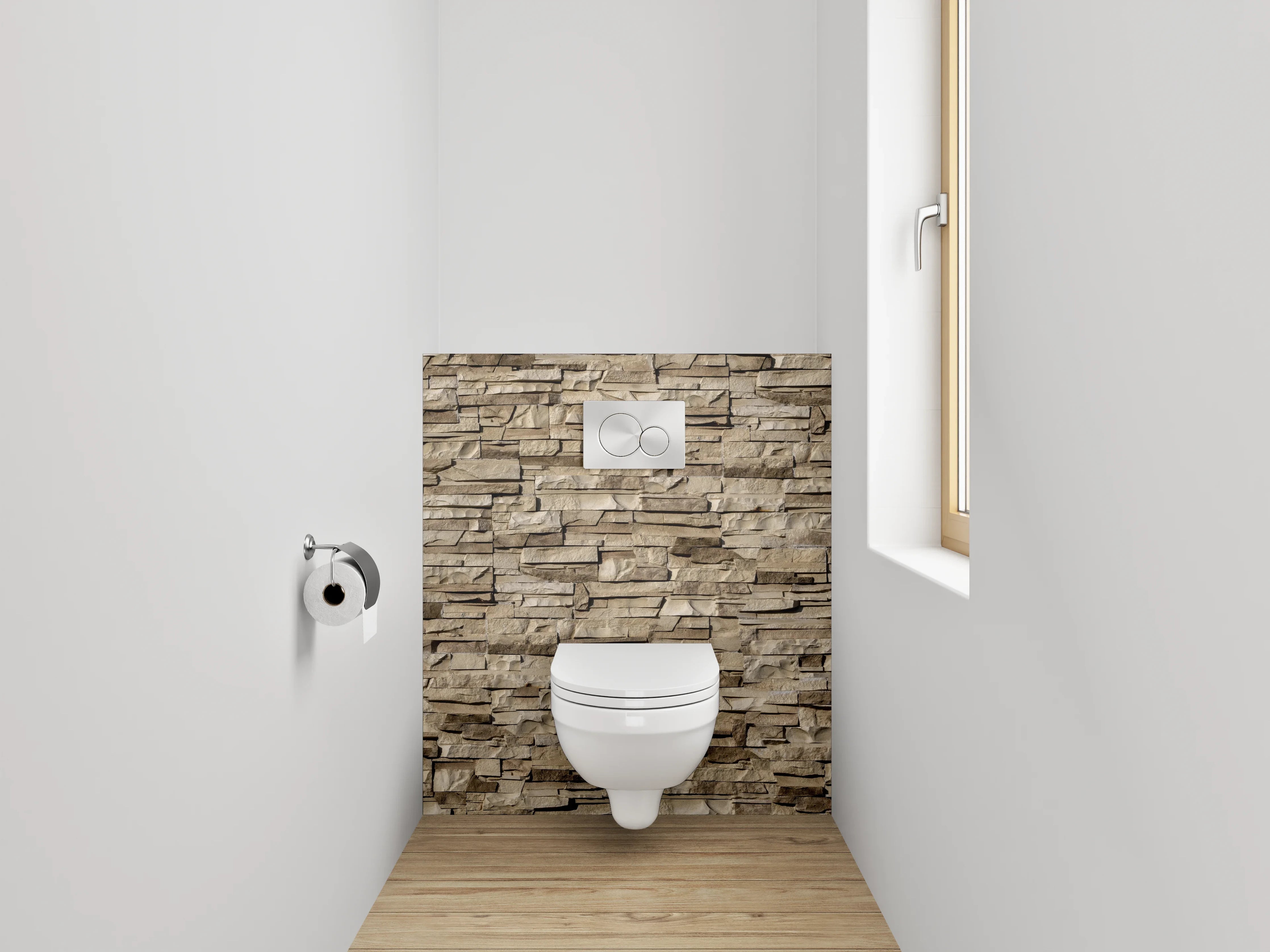 WC-Rückwand - Natürliche Steinwand mit rustikaler Textur