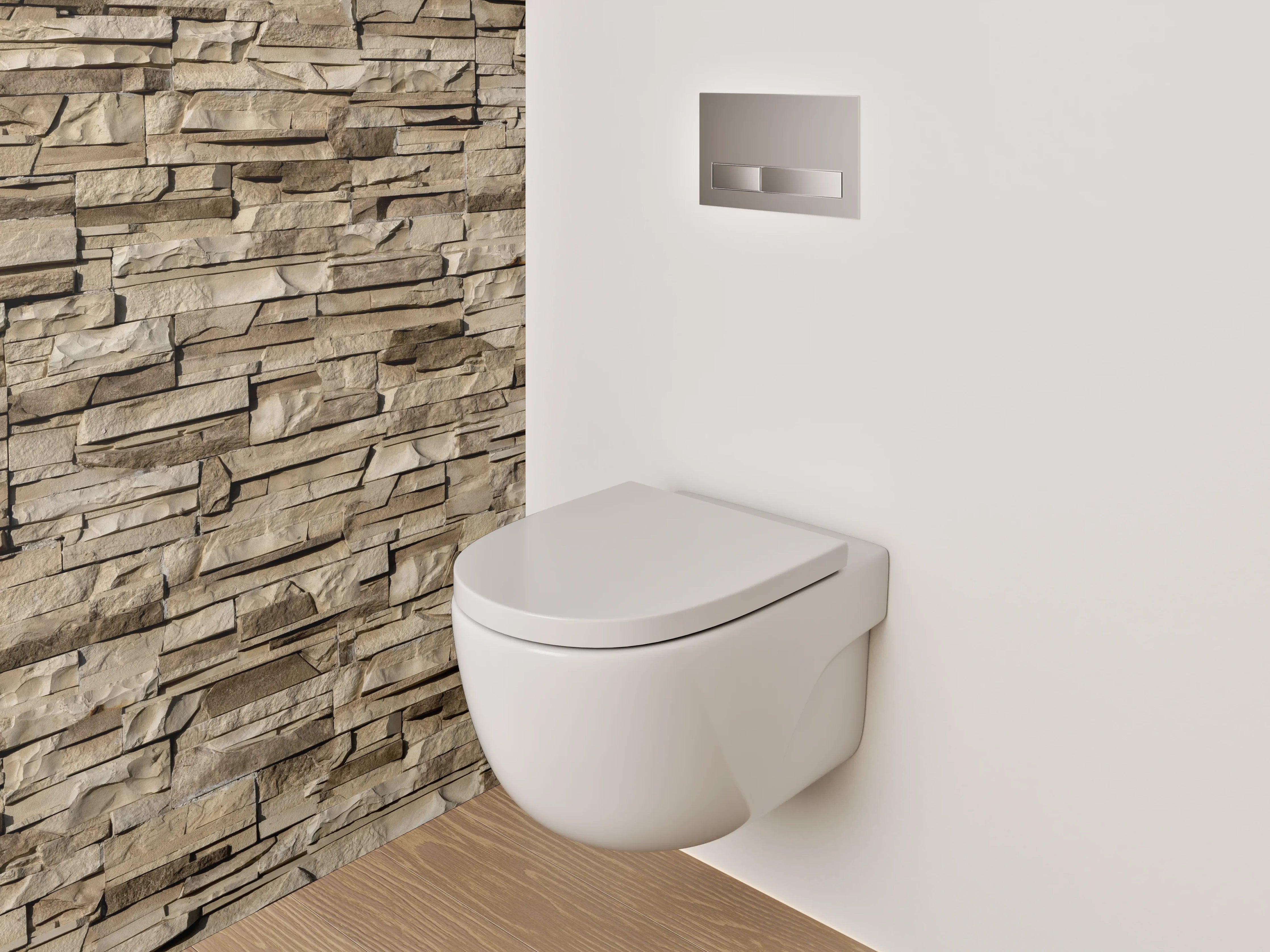 WC-Rückwand - Natürliche Steinwand mit rustikaler Textur