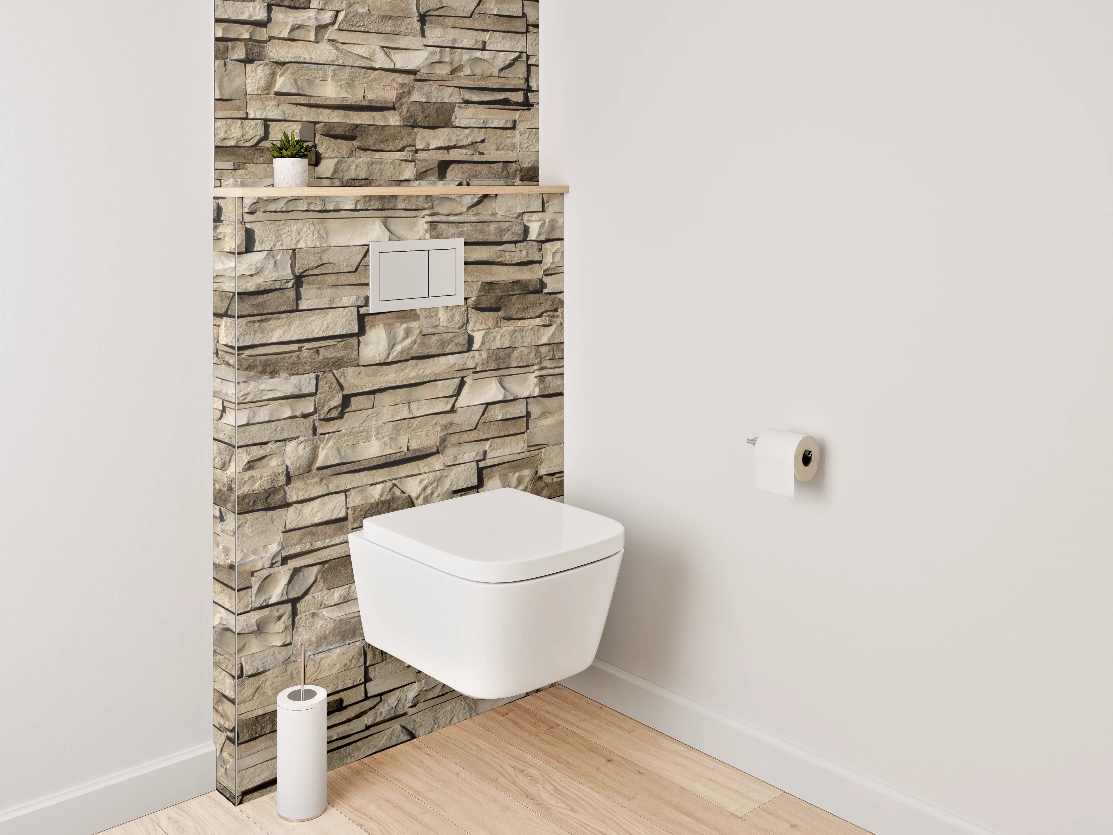 WC-Rückwand - Natürliche Steinwand mit rustikaler Textur