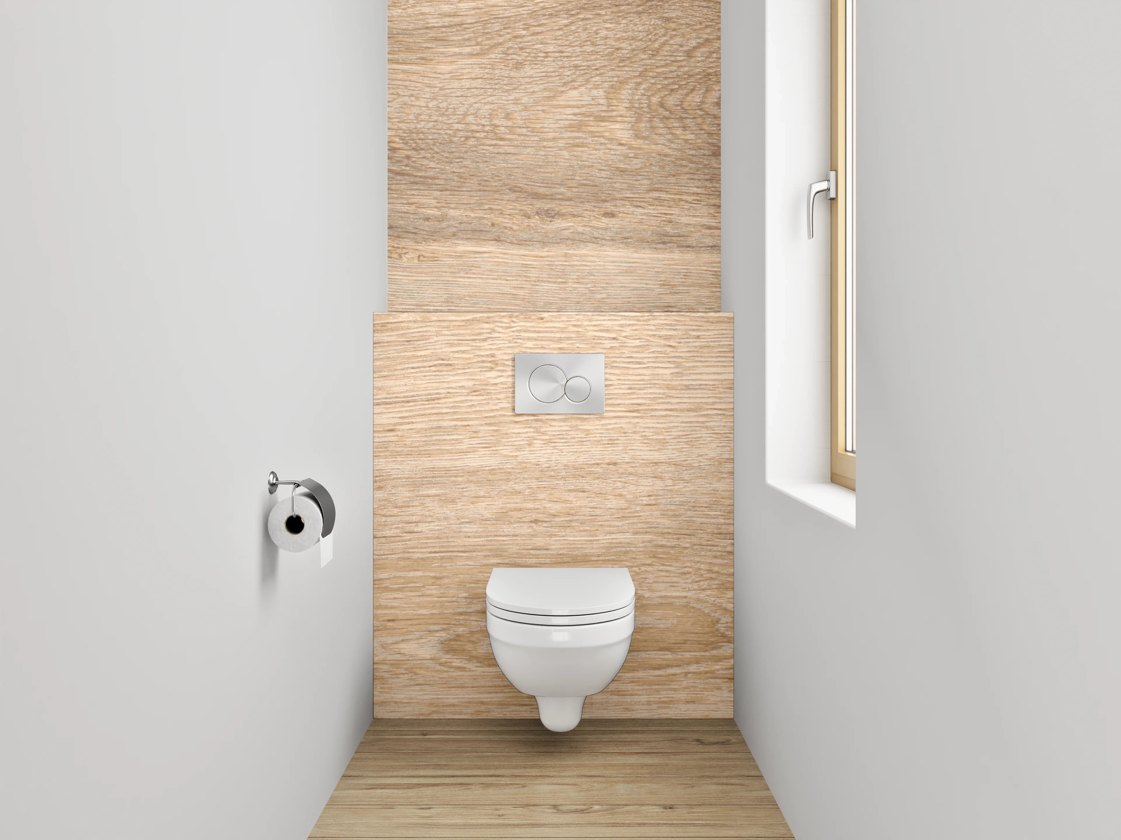 WC-Rückwand - Natürliches Holzdekor für Badezimmer