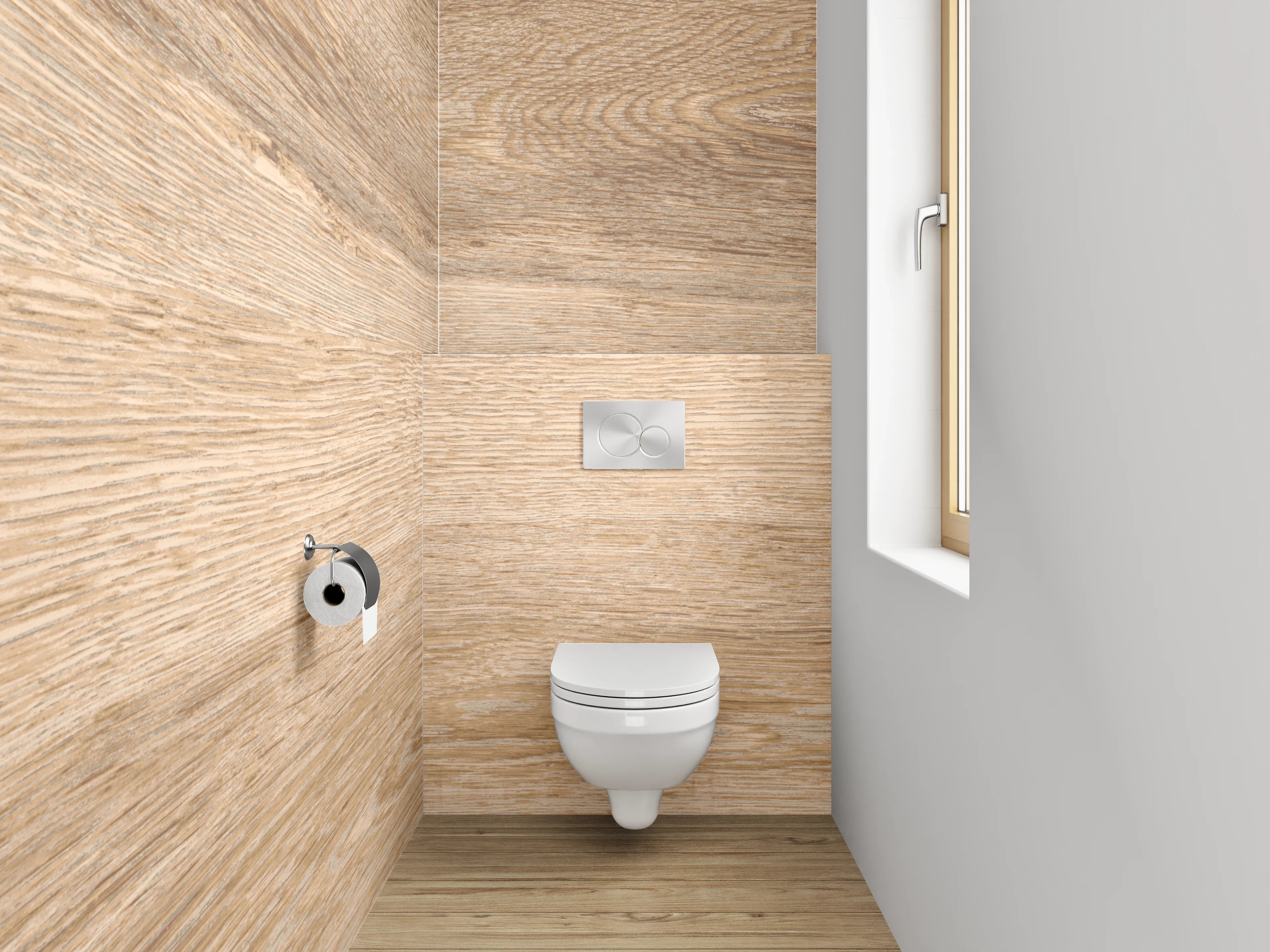 WC-Rückwand - Natürliches Holzdekor für Badezimmer
