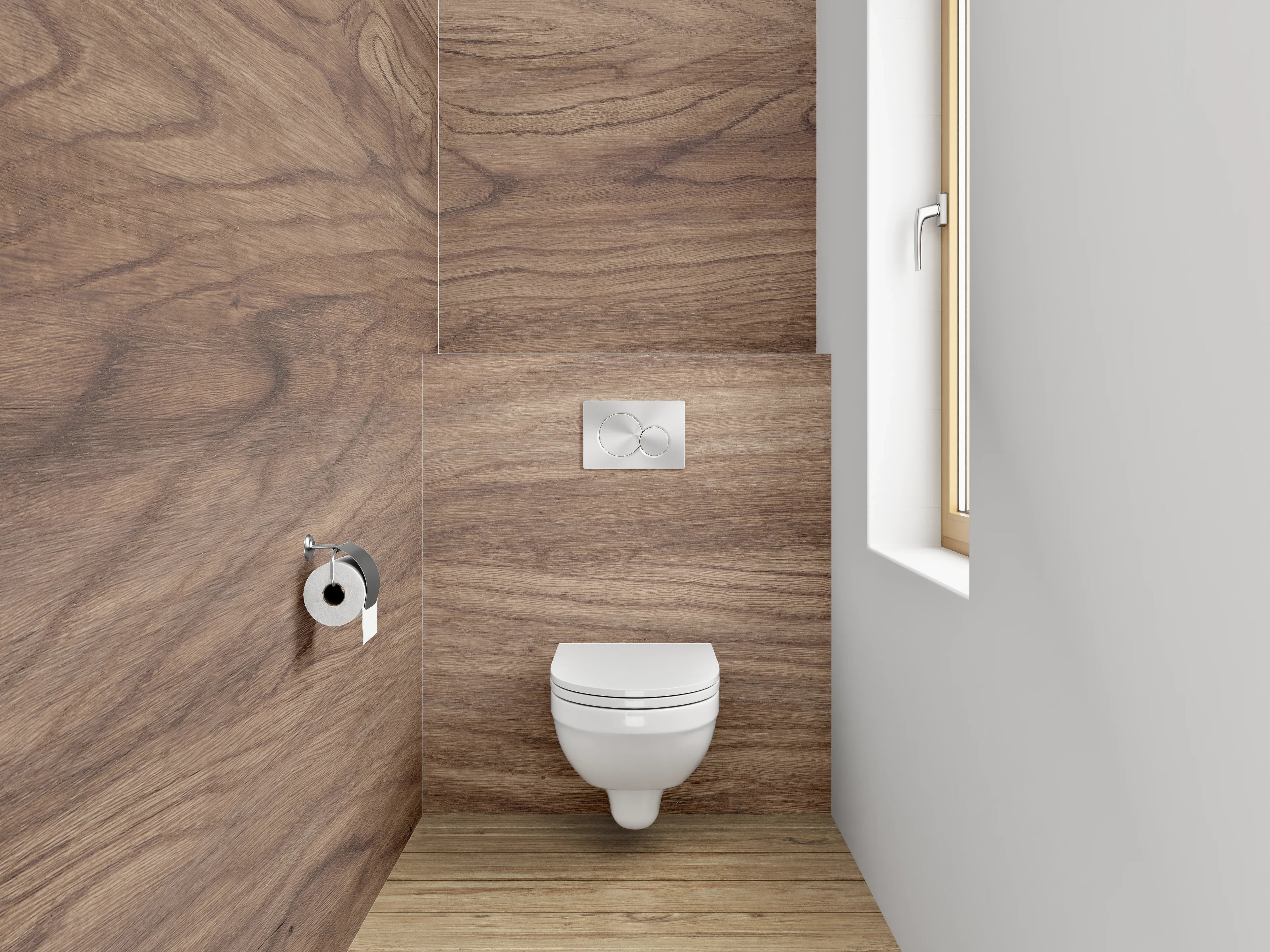 WC-Rückwand - Natürliches Holzdesign für deine Wand