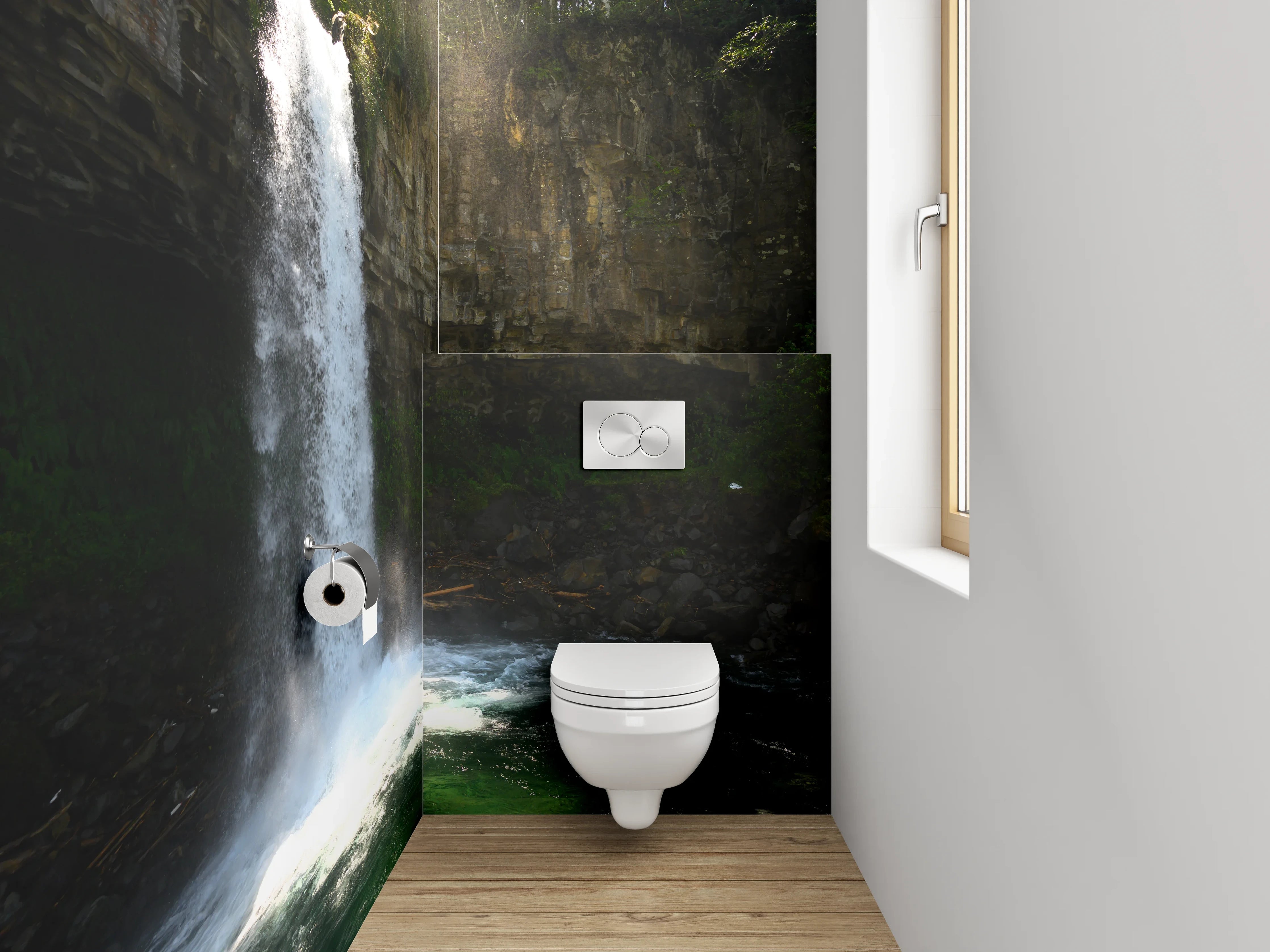 WC-Rückwand - Natur Wasserfall – Frische Oase