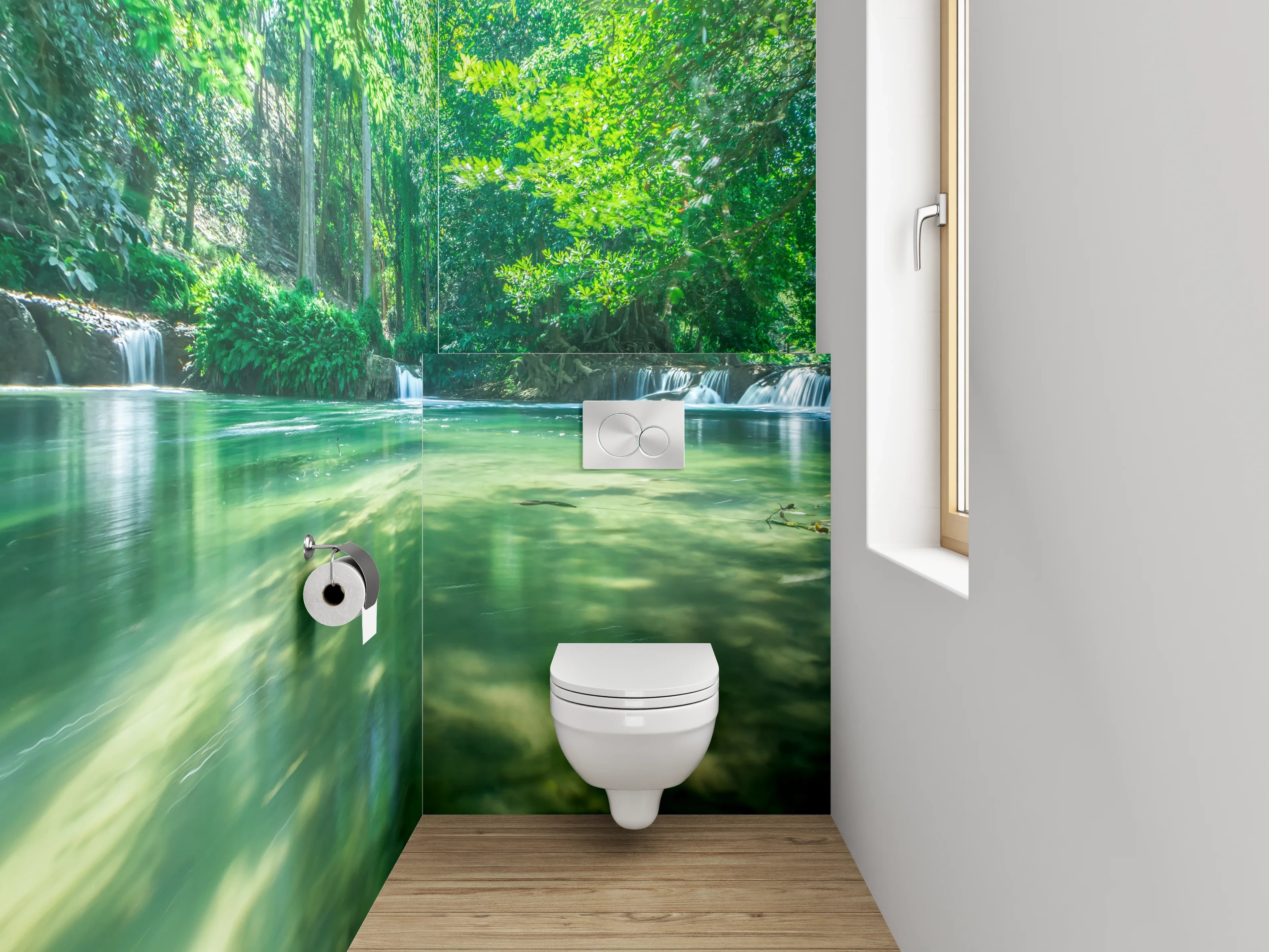 WC-Rückwand - Natur Wasserfall grüne Idylle