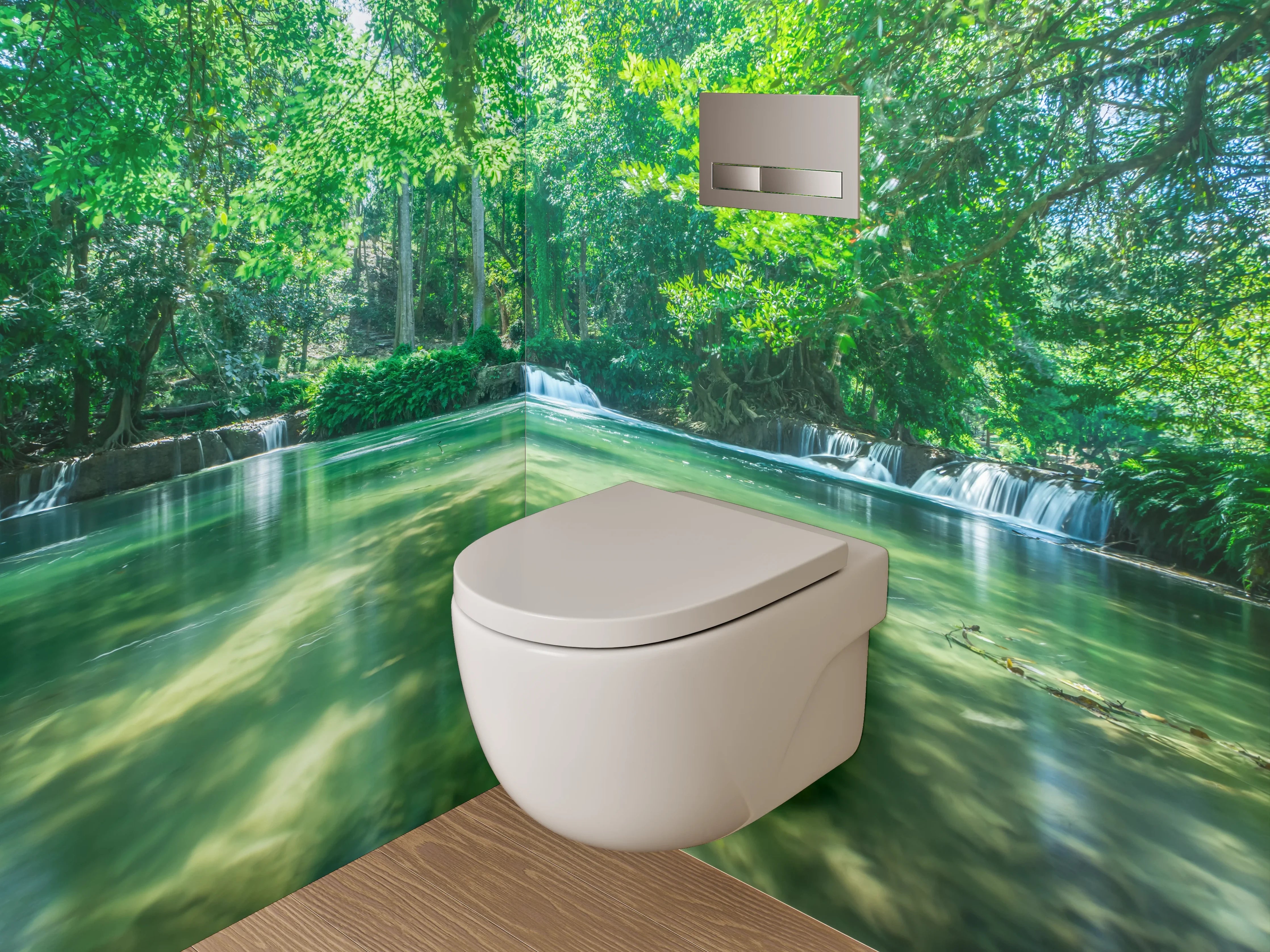 WC-Rückwand - Natur Wasserfall grüne Idylle
