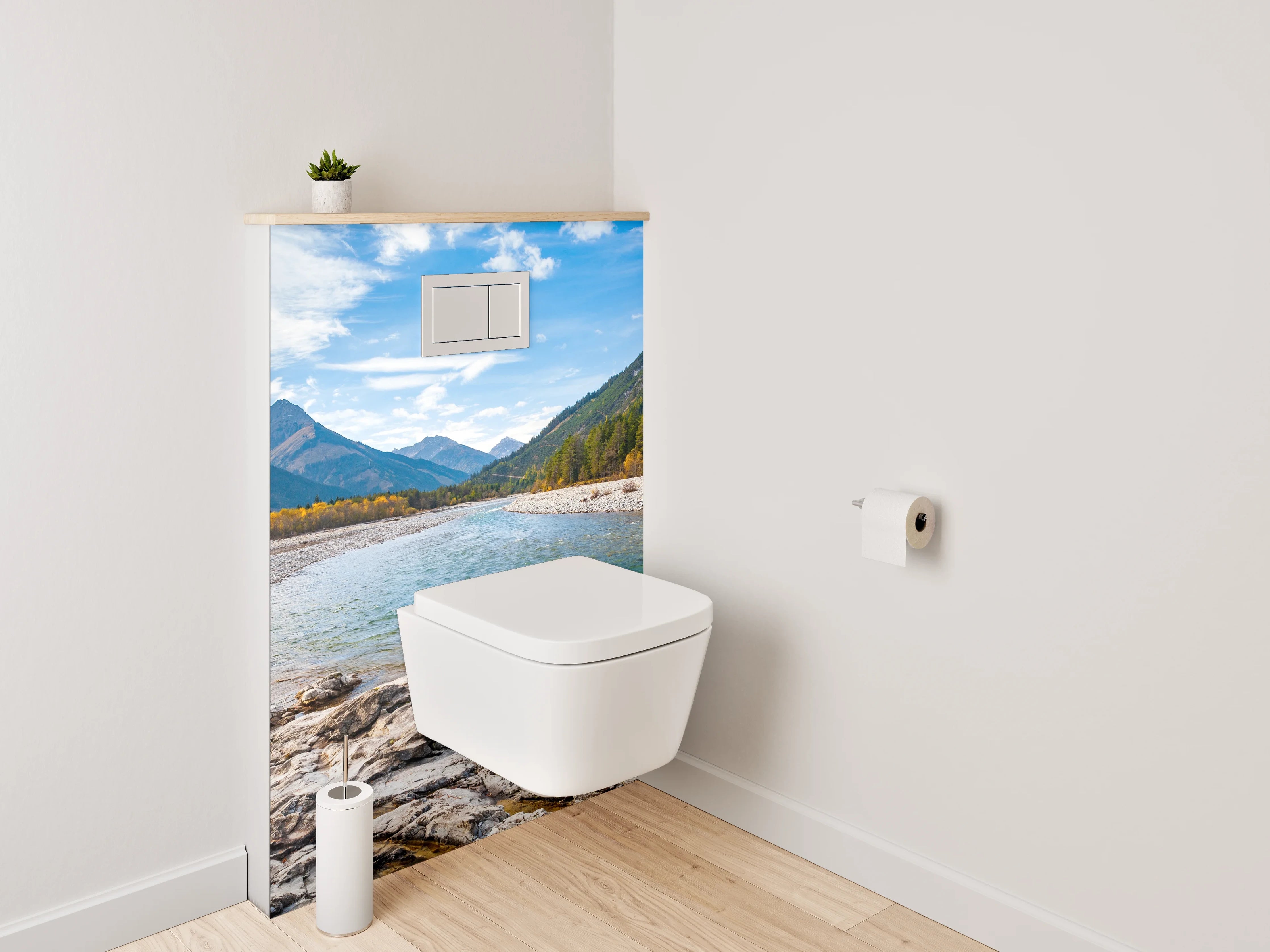 WC-Rückwand - Naturfluss in den Alpen