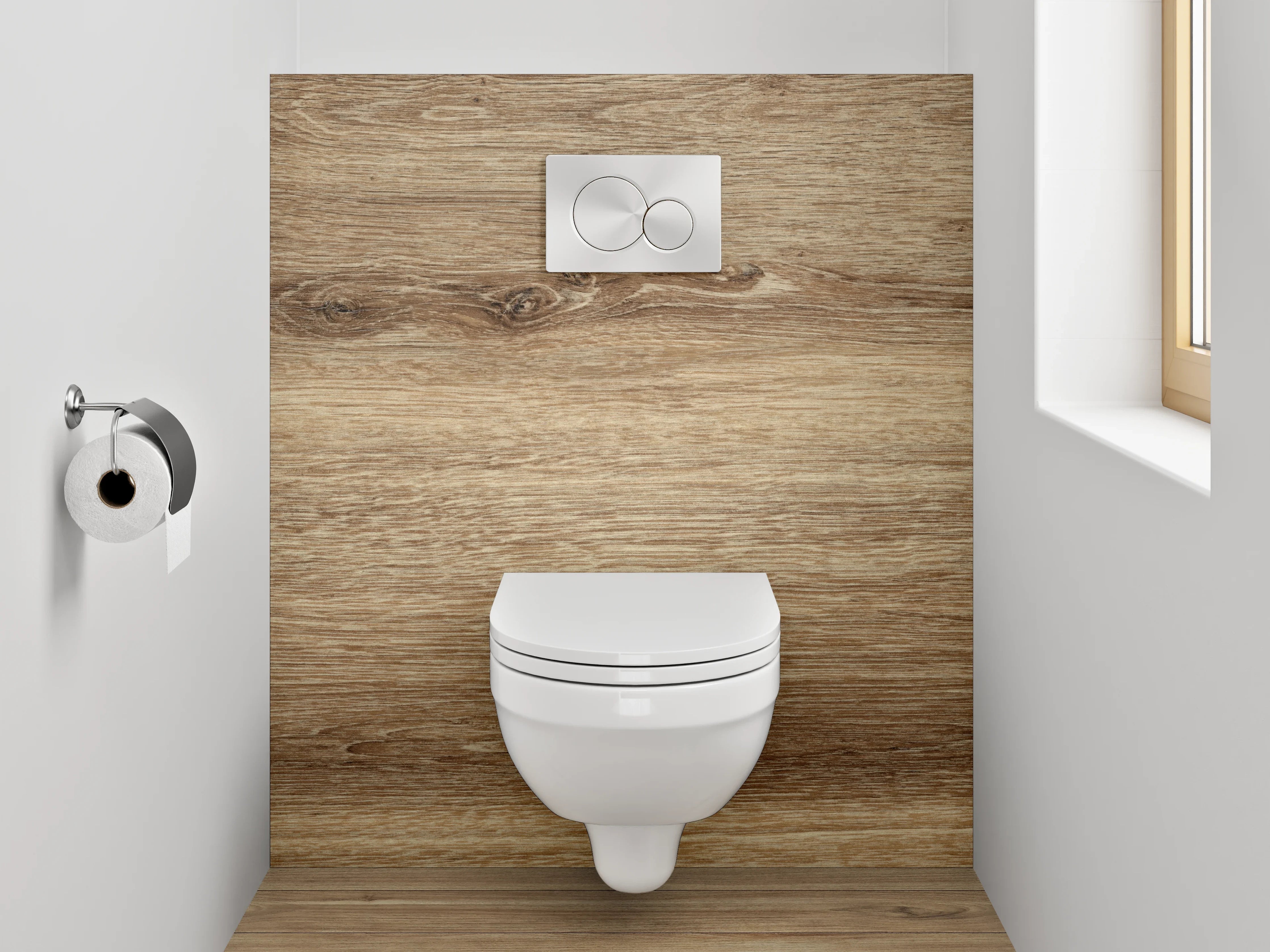 WC-Rückwand - Naturgraue Holzoptik
