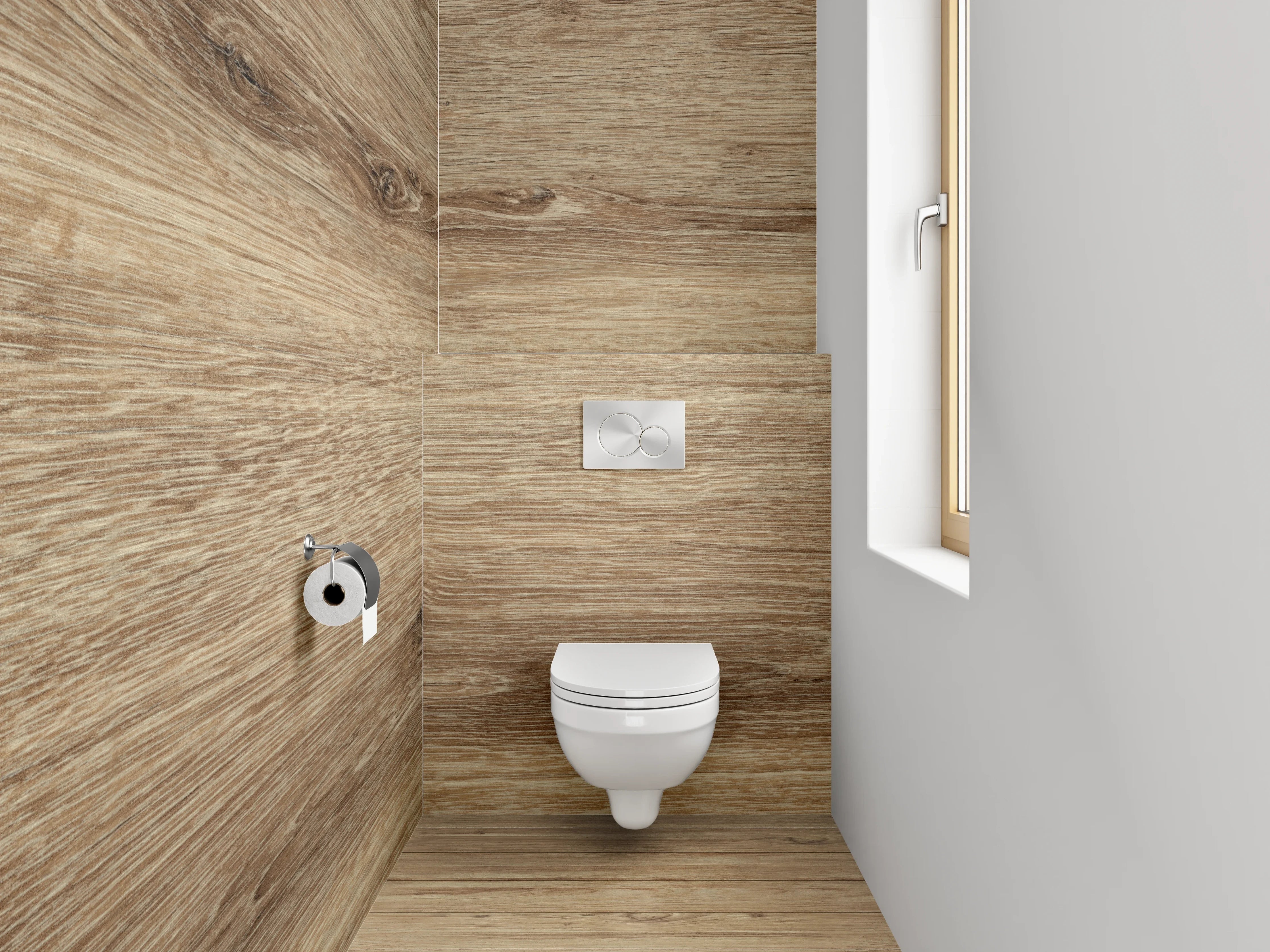 WC-Rückwand - Naturgraue Holzoptik