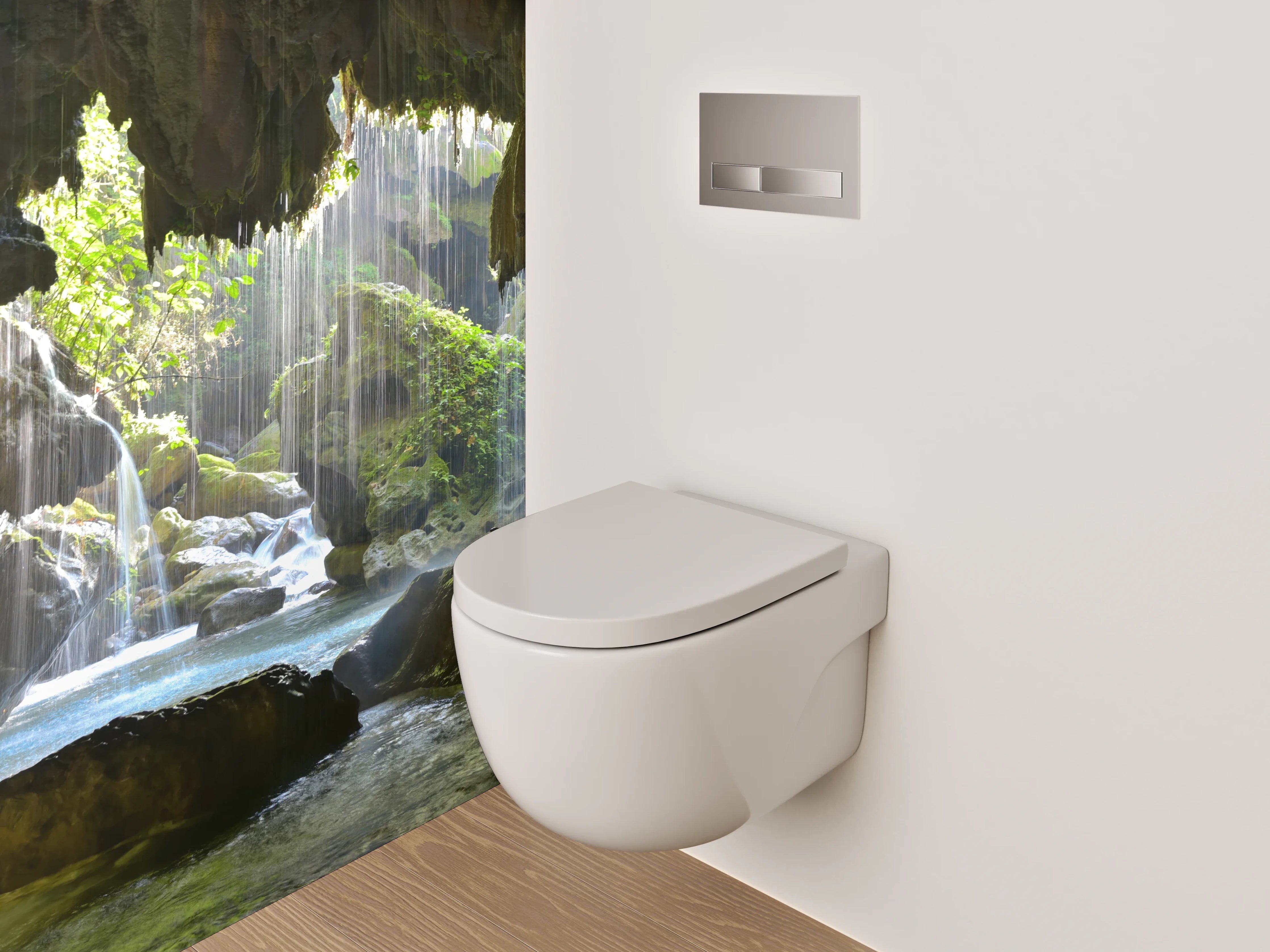 WC-Rückwand - Naturhöhle mit Wasserfall-Idylle