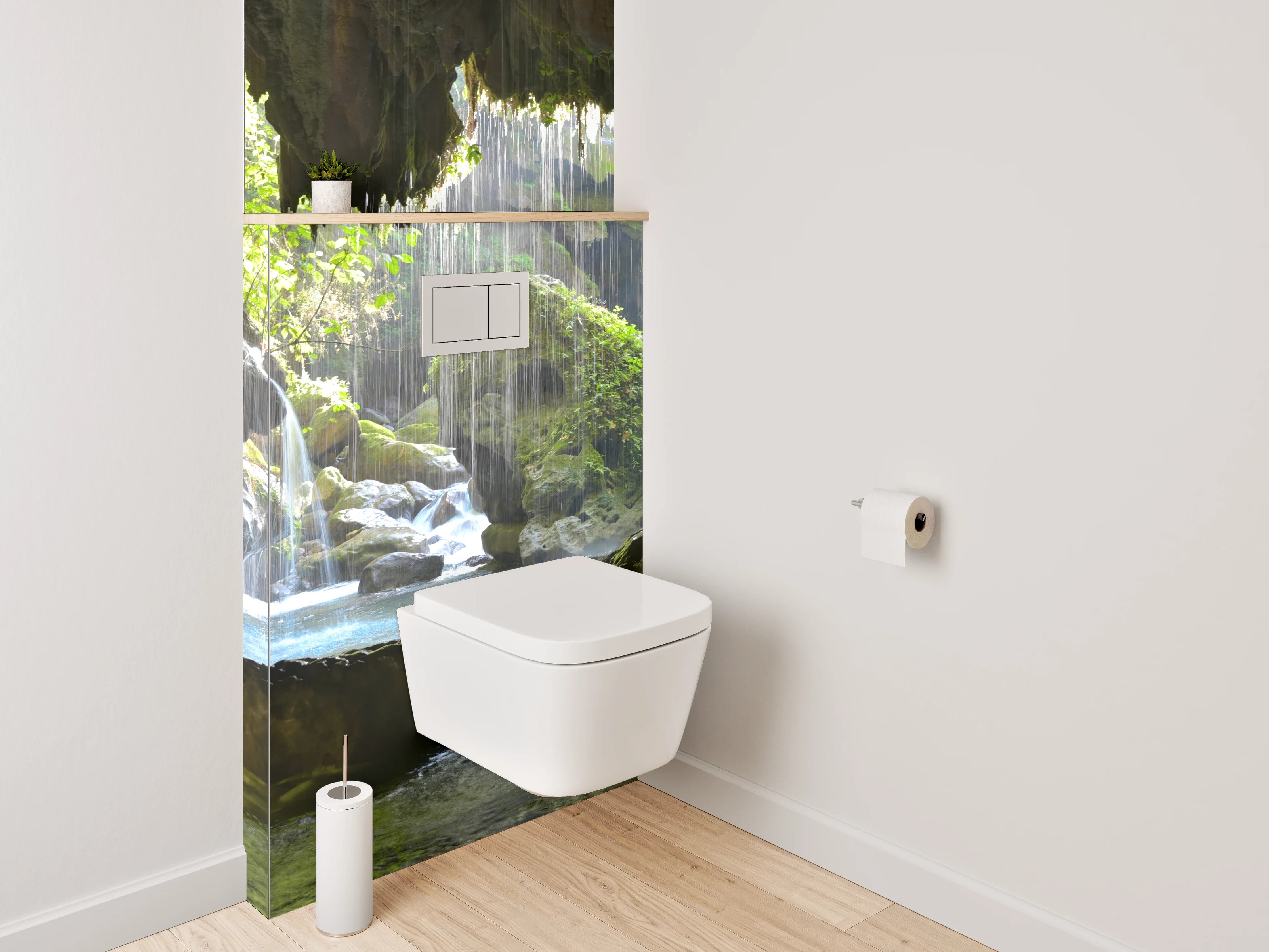 WC-Rückwand - Naturhöhle mit Wasserfall-Idylle
