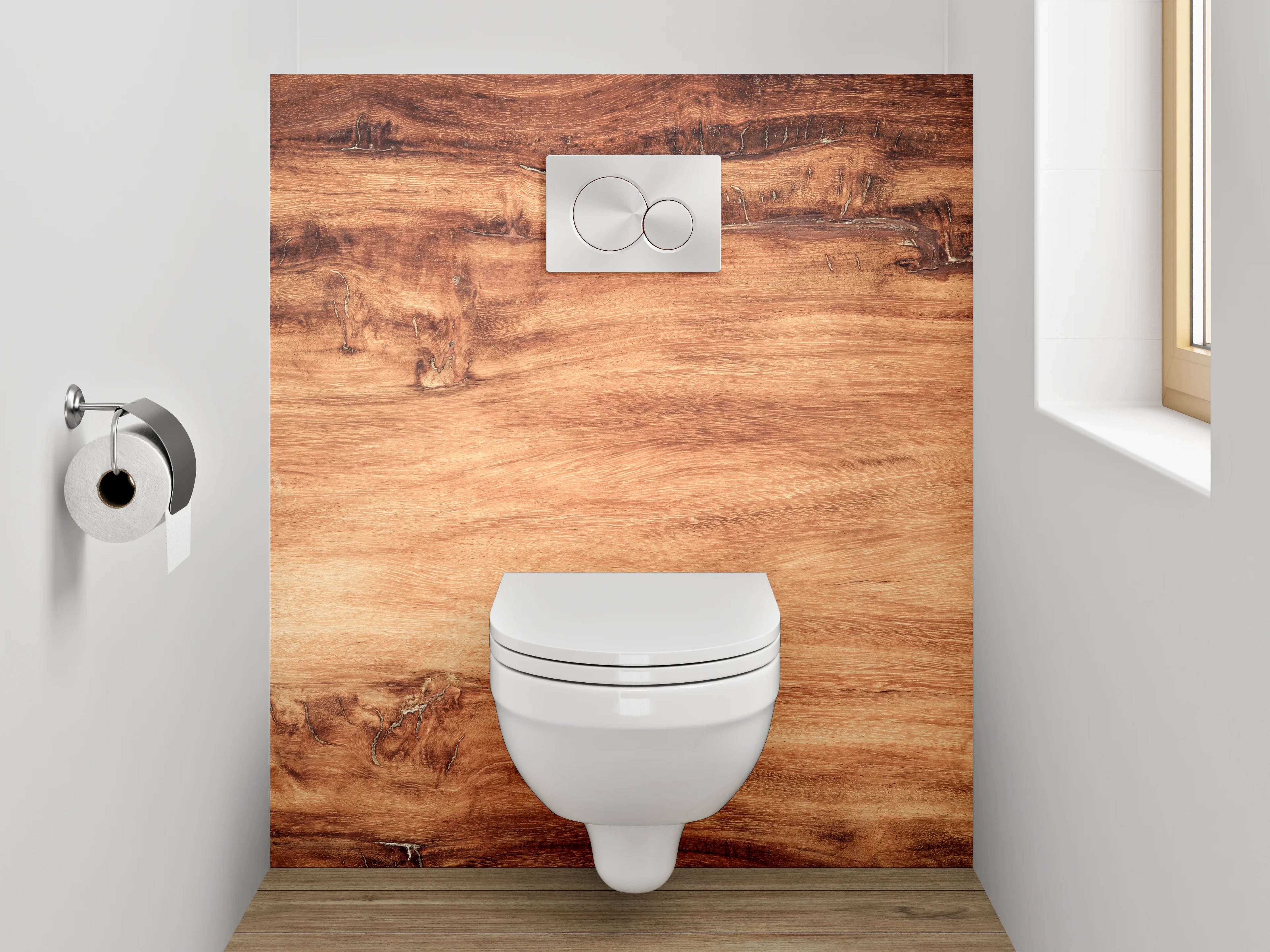WC-Rückwand - Naturholz Optik Braun