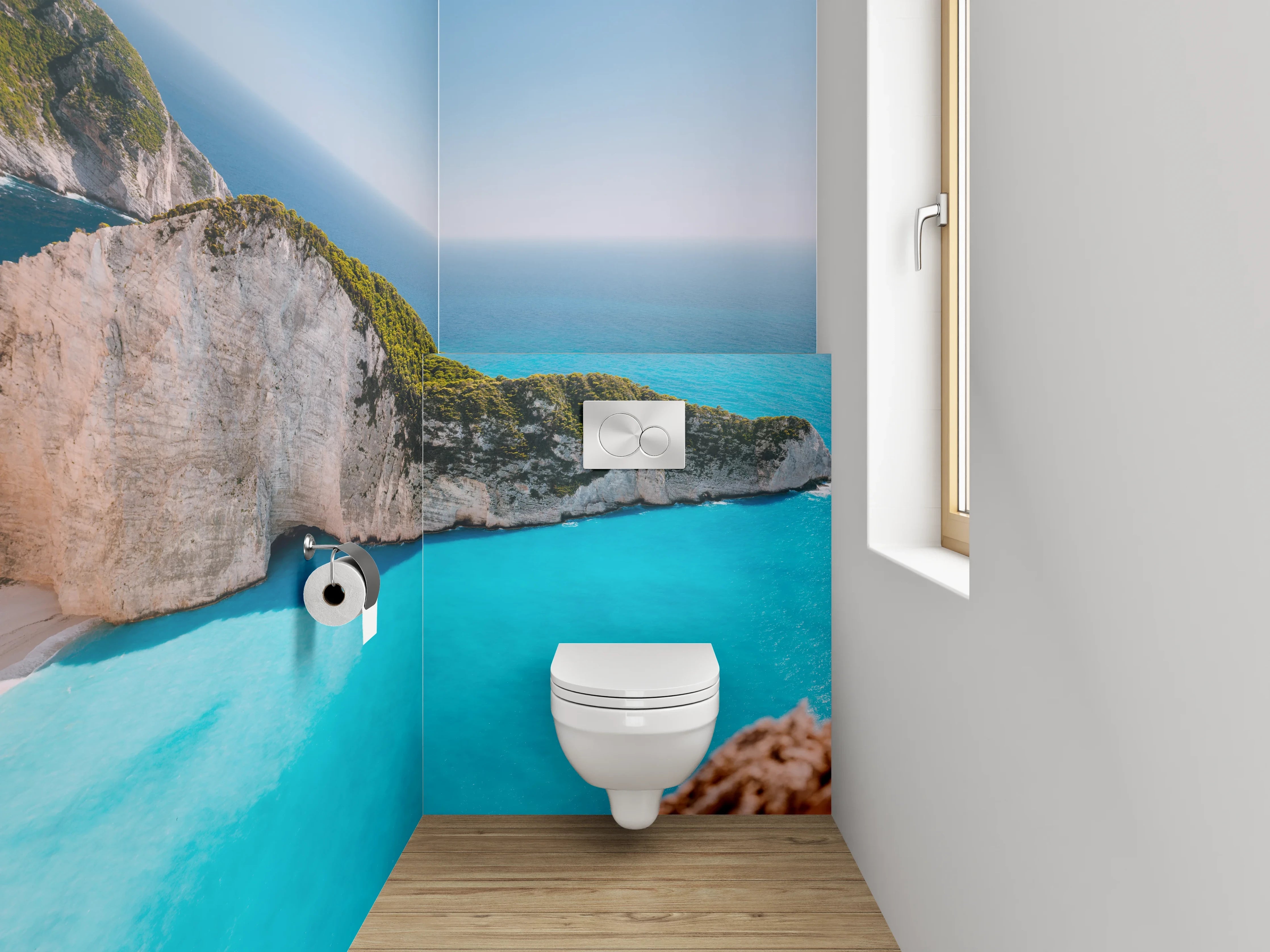 WC-Rückwand - Naturparadies an türkisblauem Strand