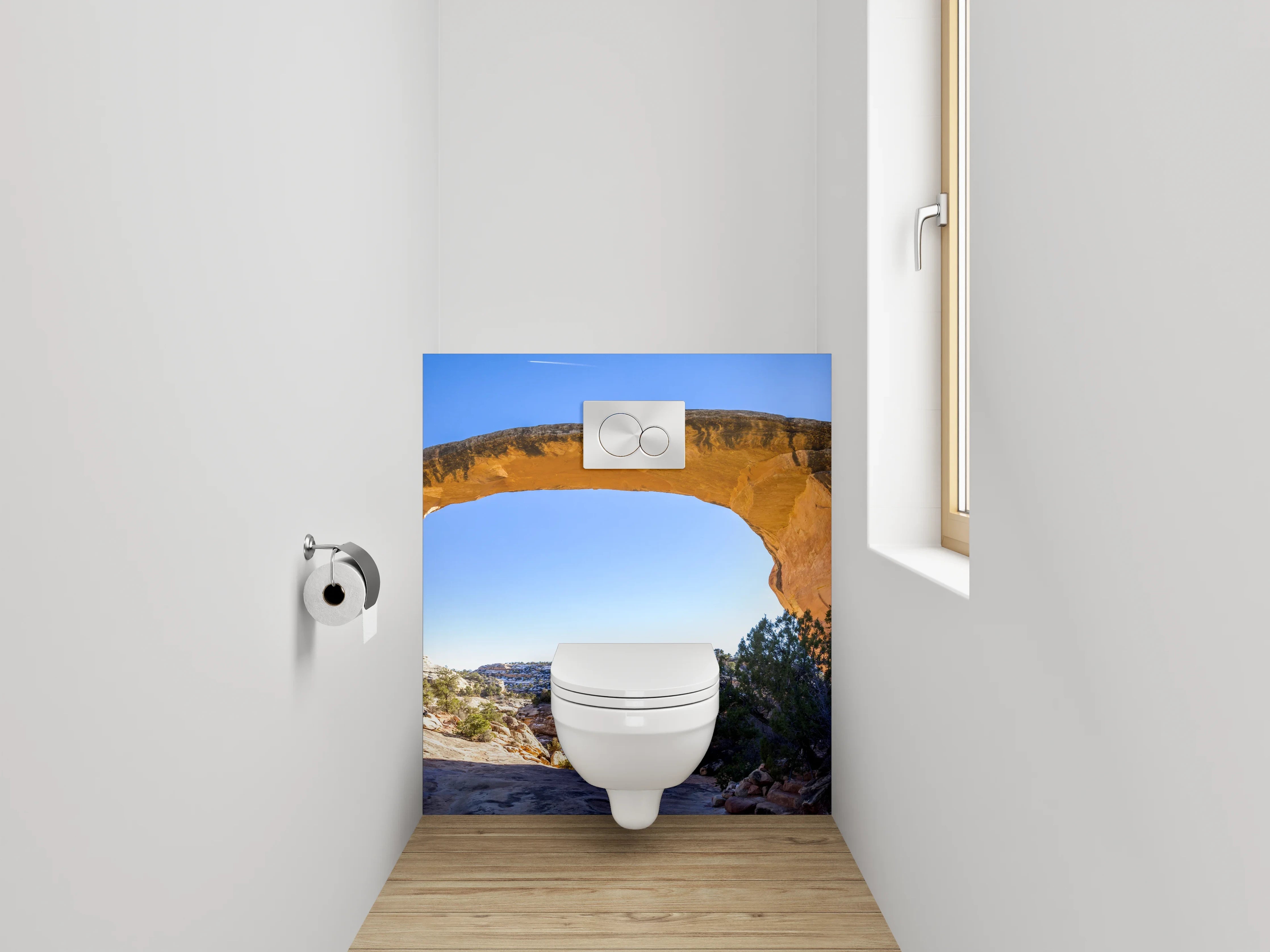 WC-Rückwand - Naturstein-Felsbogen Landschaft Panorama