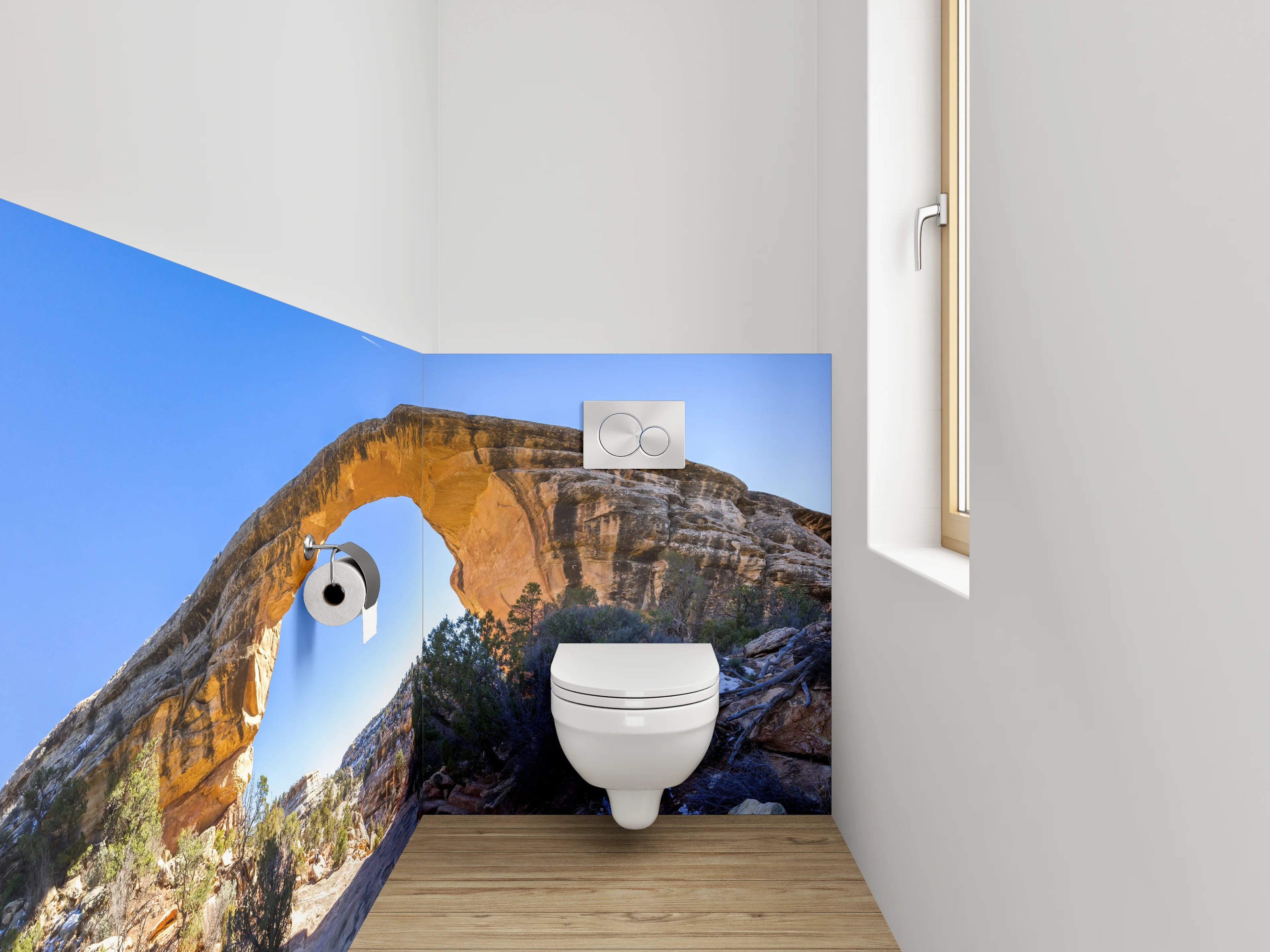 WC-Rückwand - Naturstein-Felsbogen Landschaft Panorama