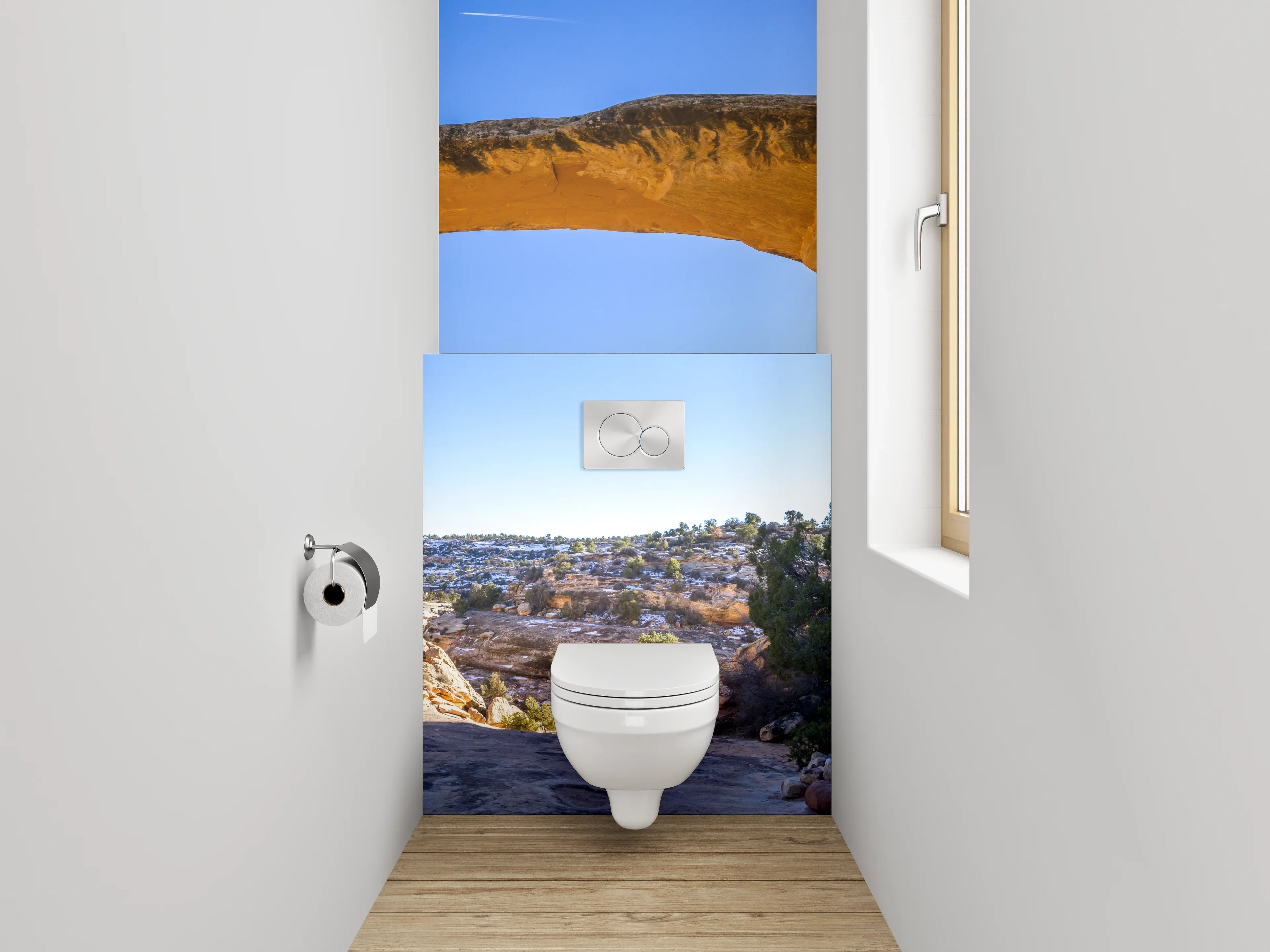 WC-Rückwand - Naturstein-Felsbogen Landschaft Panorama