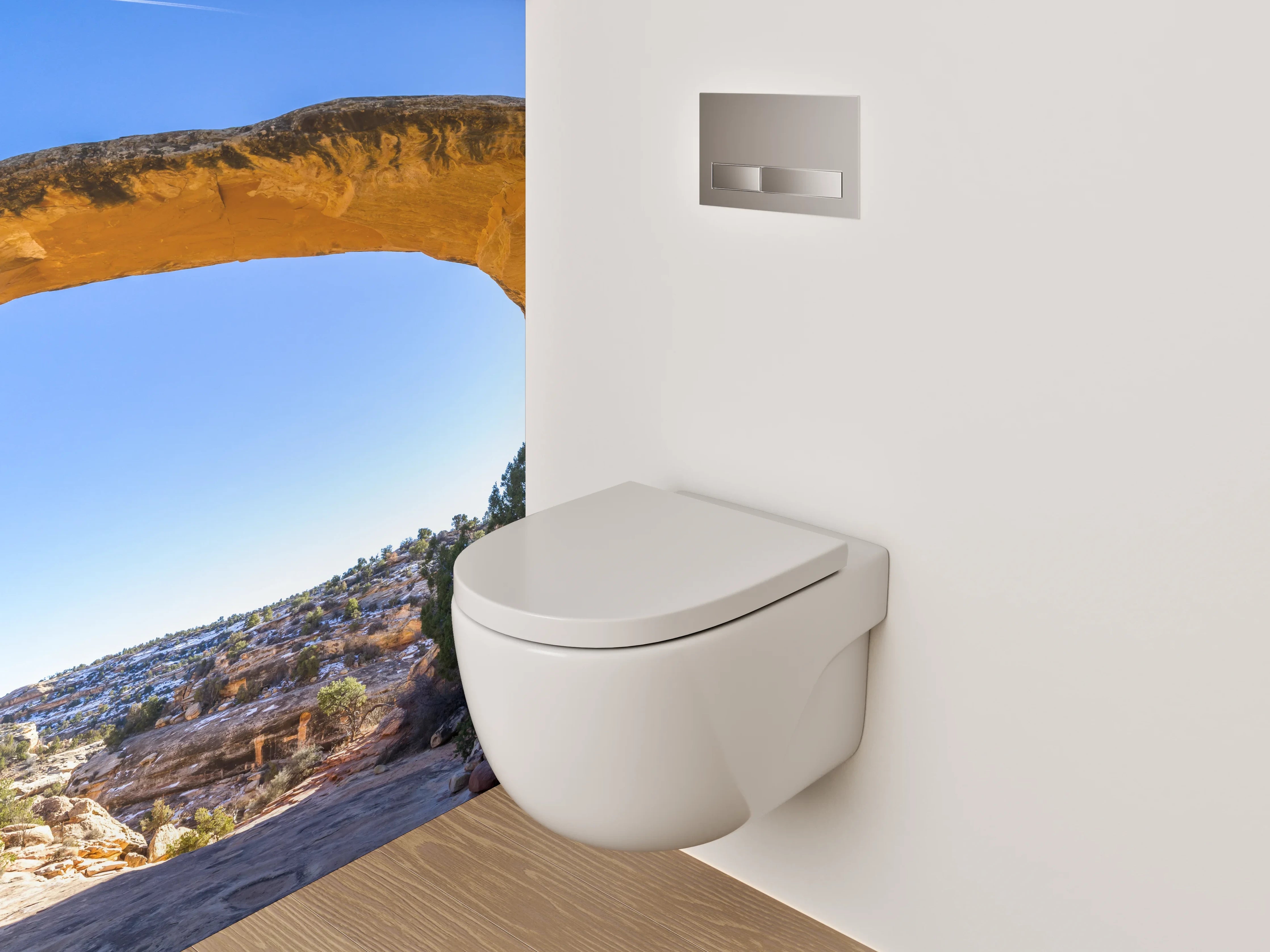 WC-Rückwand - Naturstein-Felsbogen Landschaft Panorama
