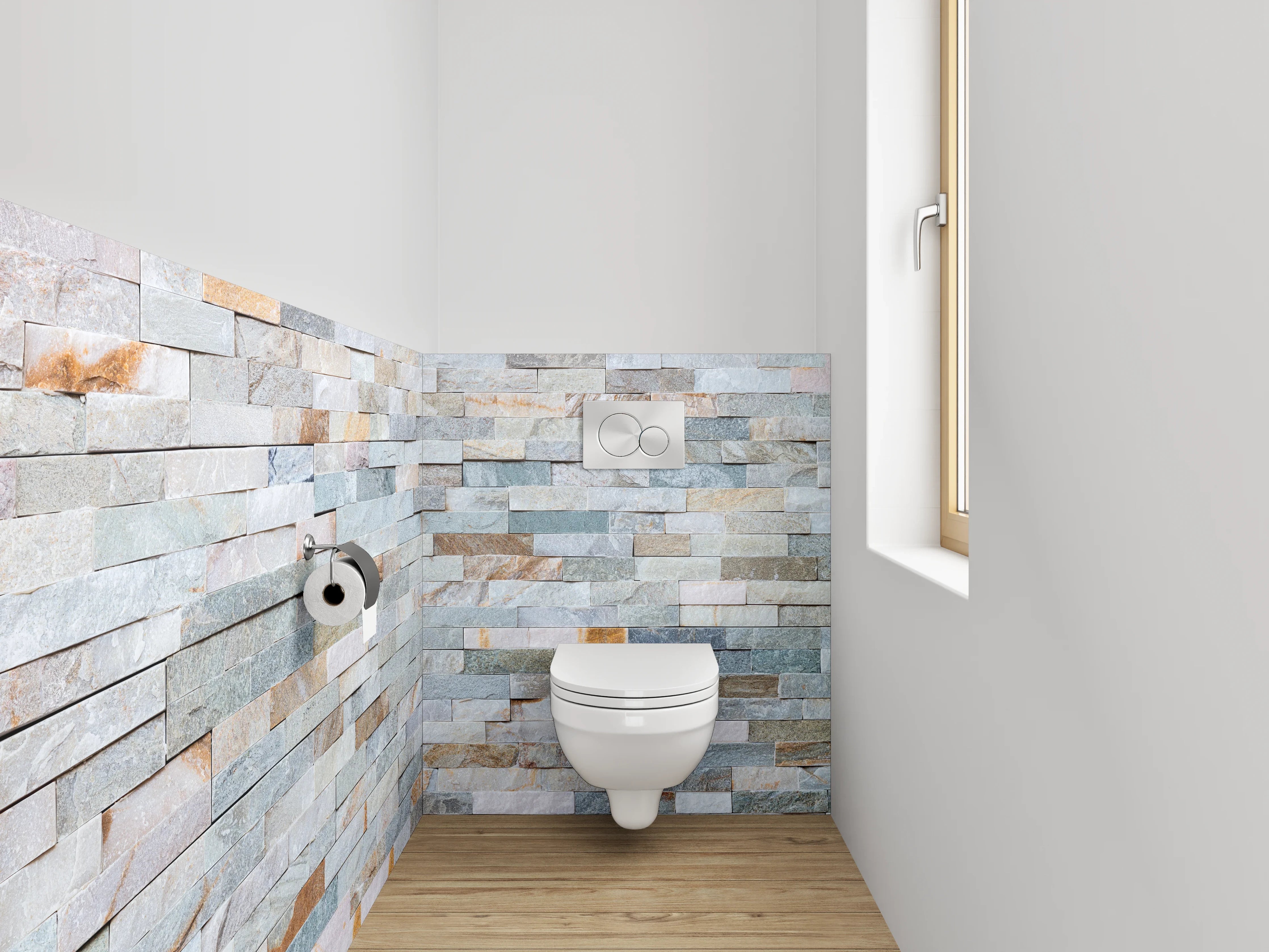 WC-Rückwand - Naturstein-Mosaik Weiß Grau