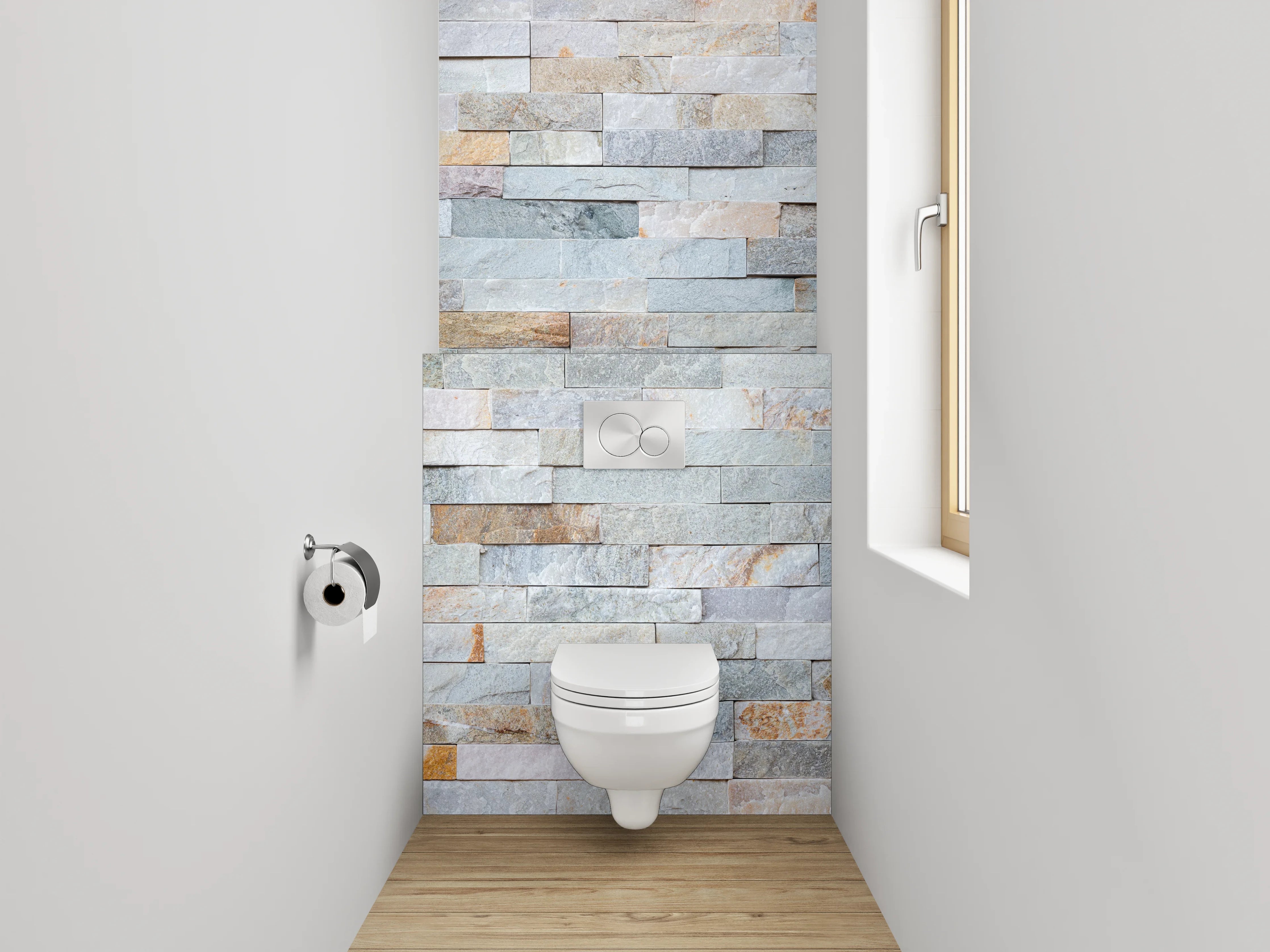 WC-Rückwand - Naturstein-Mosaik Weiß Grau