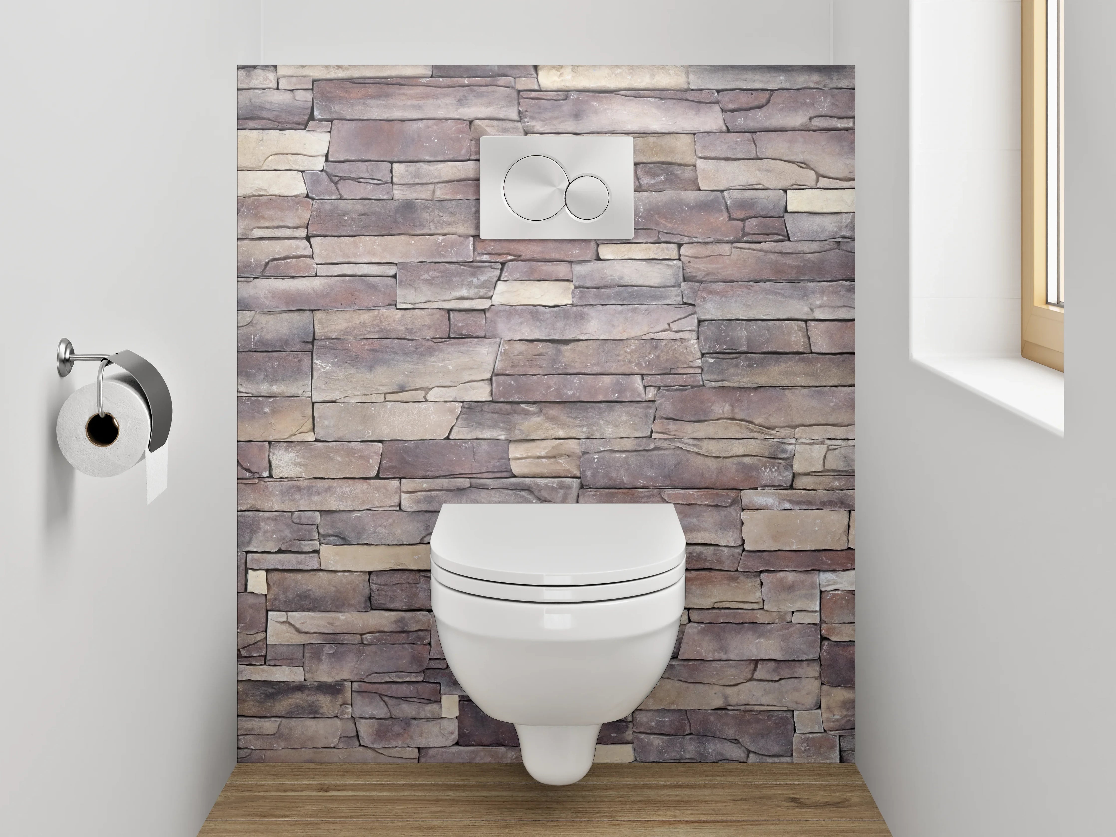 WC-Rückwand - Naturstein-Optik Wandverkleidung Braun Beige Grau