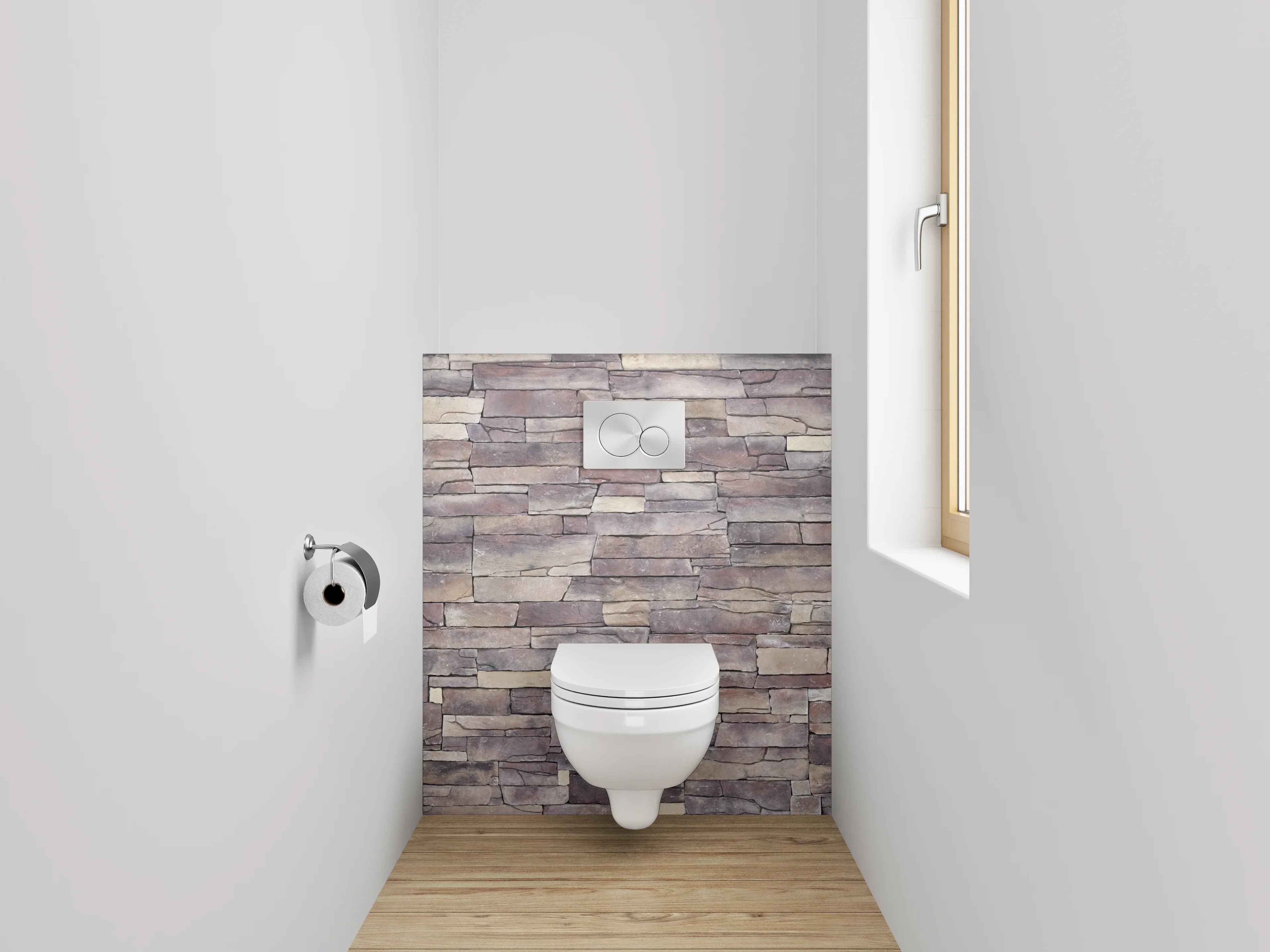 WC-Rückwand - Naturstein-Optik Wandverkleidung Braun Beige Grau