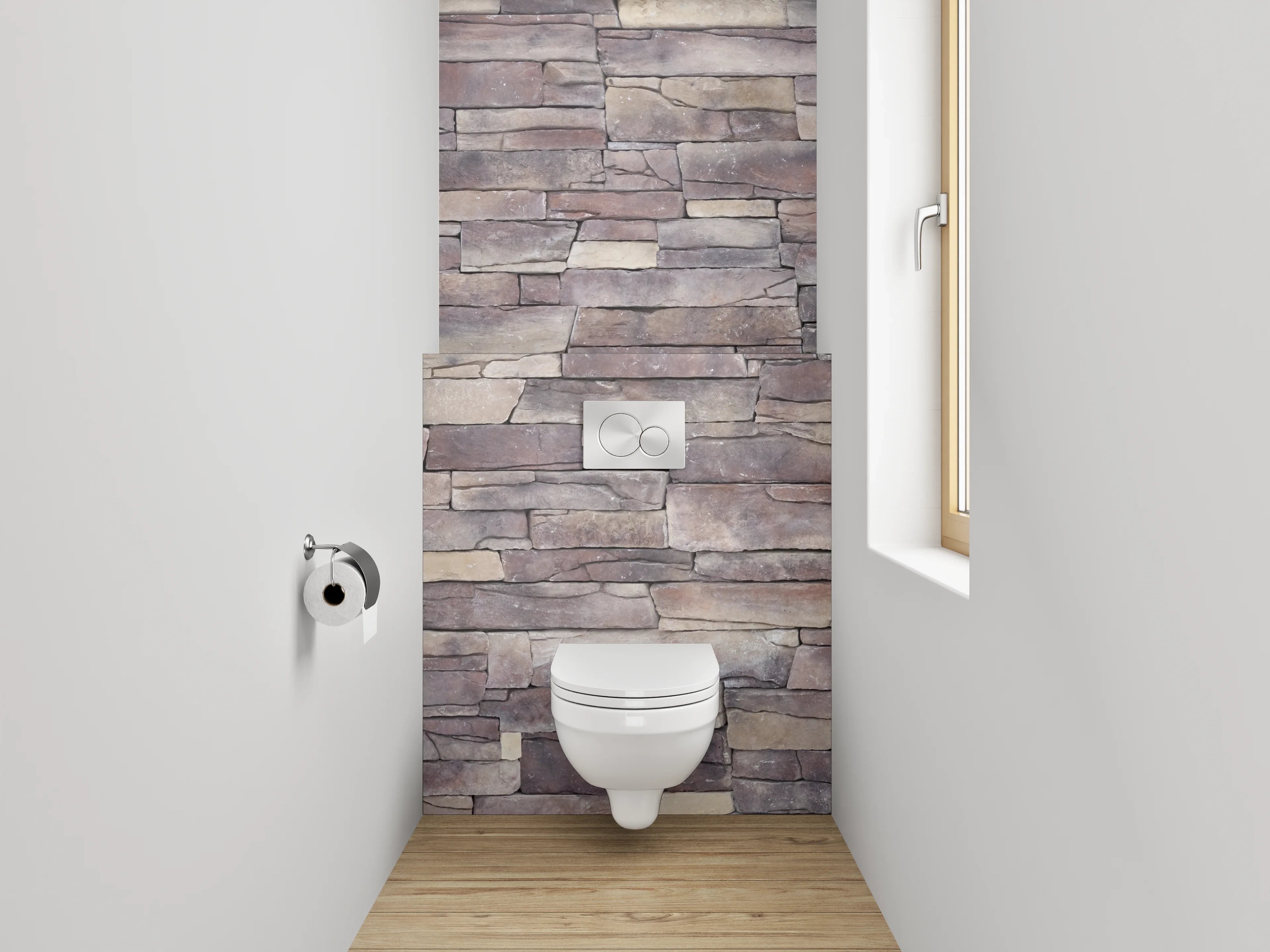 WC-Rückwand - Naturstein-Optik Wandverkleidung Braun Beige Grau