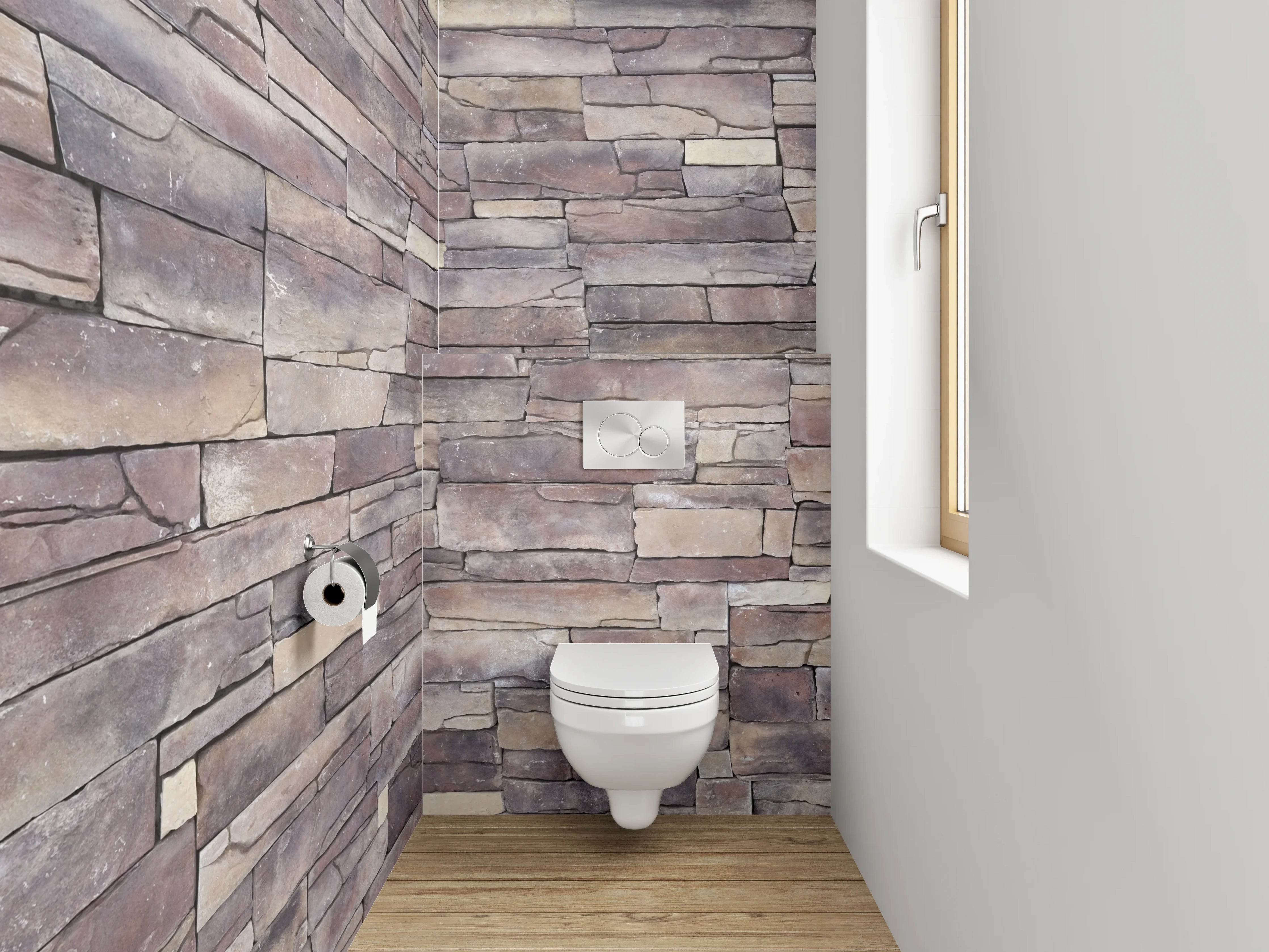WC-Rückwand - Naturstein-Optik Wandverkleidung Braun Beige Grau