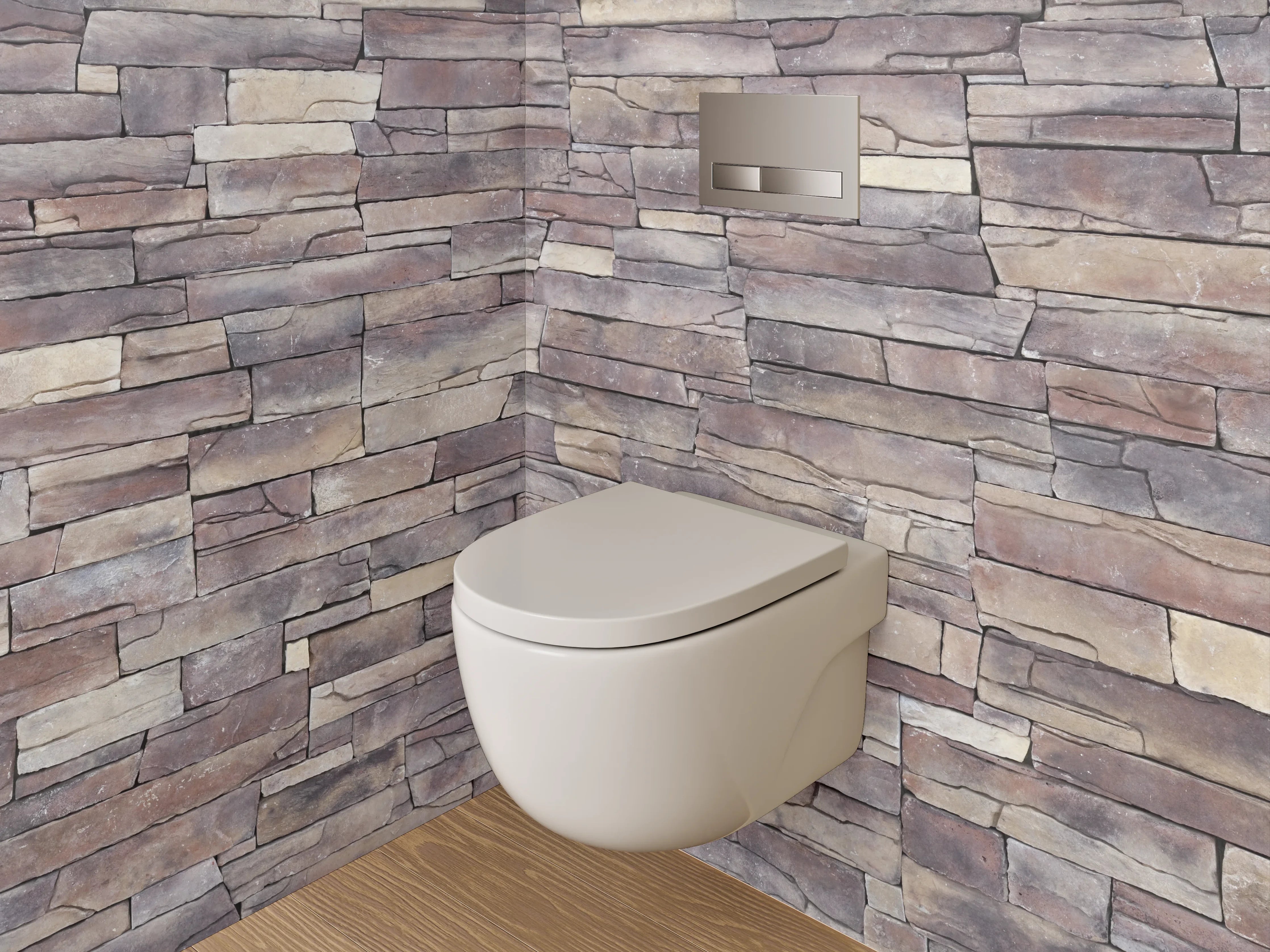 WC-Rückwand - Naturstein-Optik Wandverkleidung Braun Beige Grau