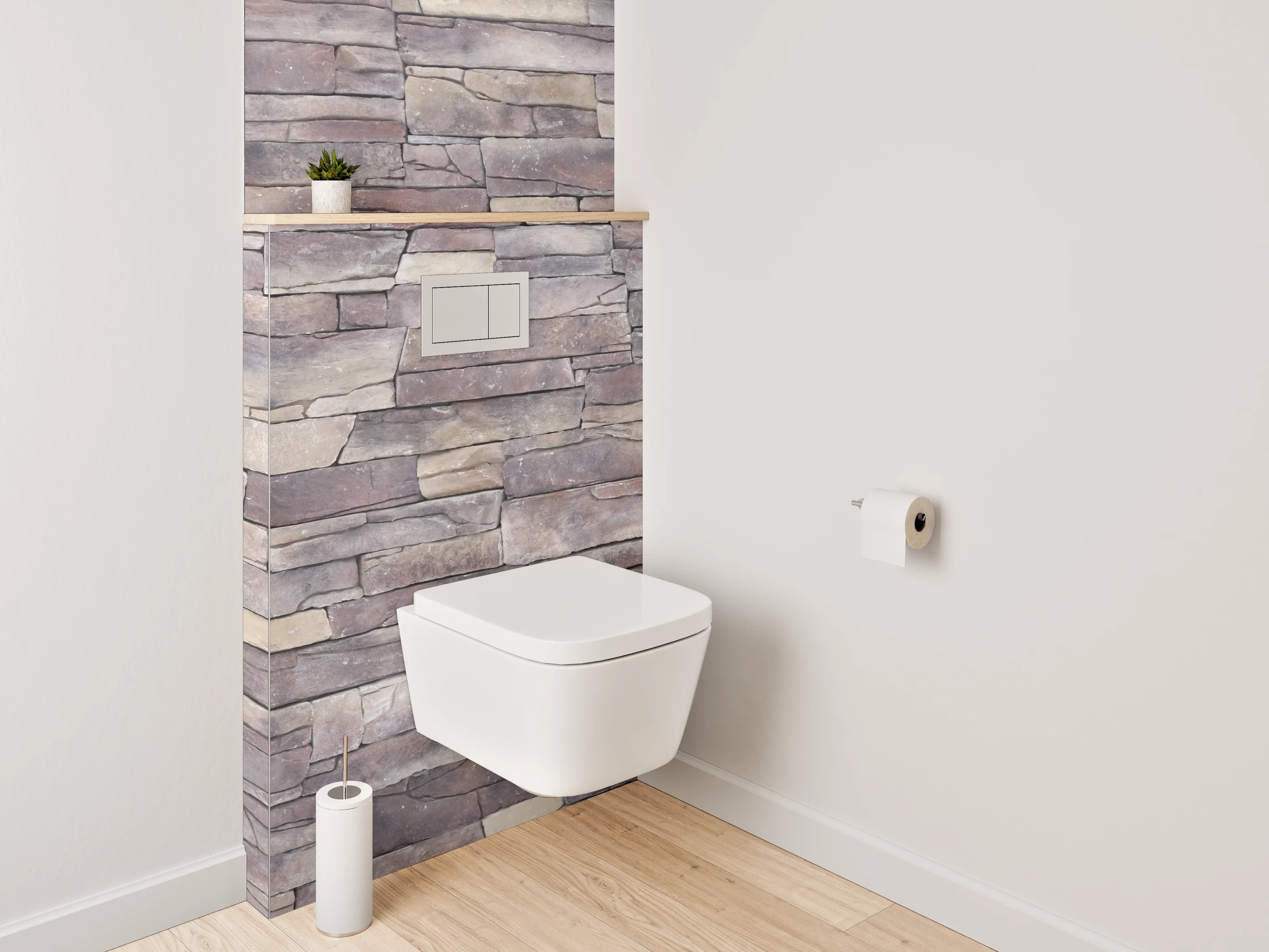 WC-Rückwand - Naturstein-Optik Wandverkleidung Braun Beige Grau