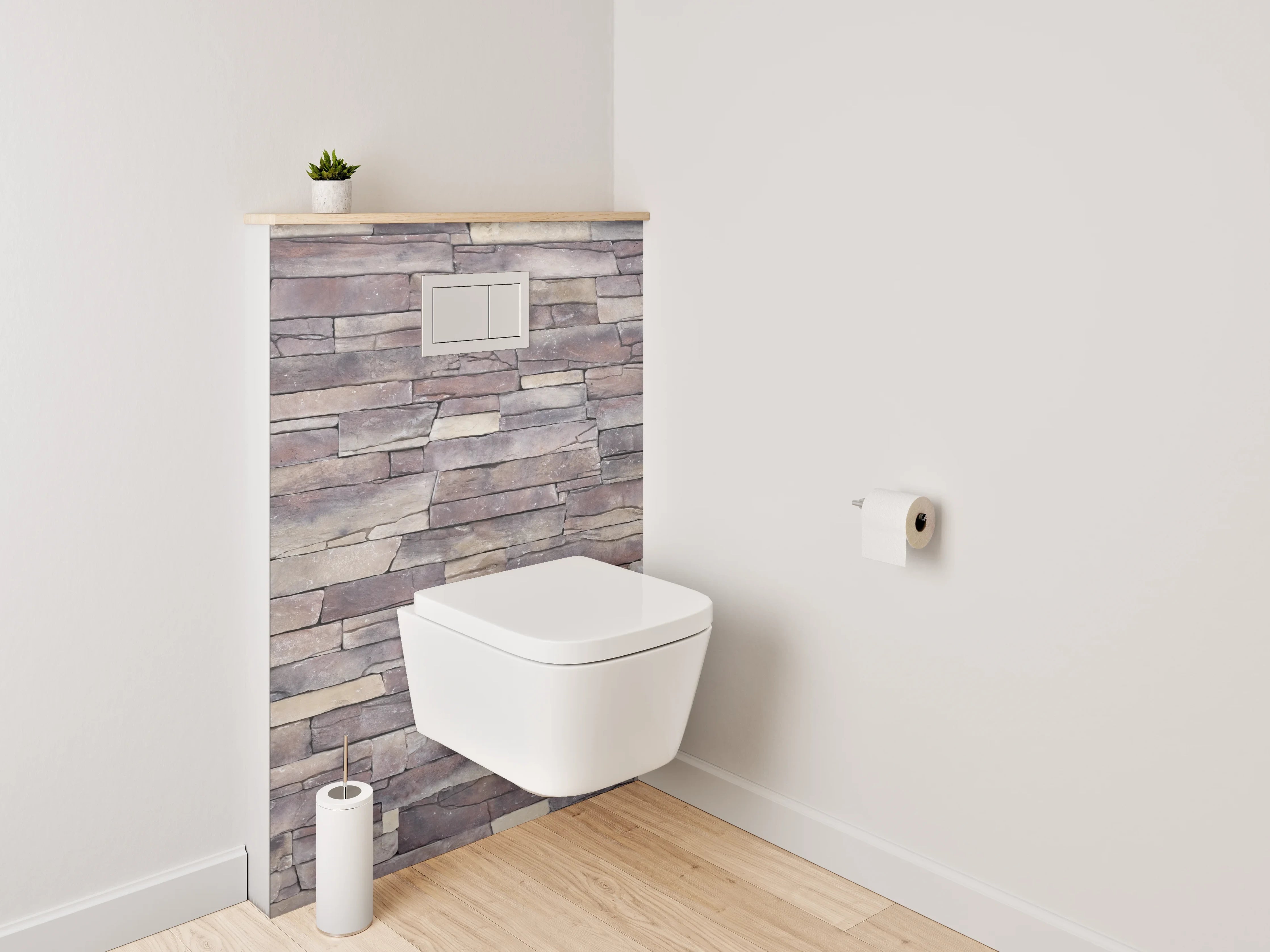 WC-Rückwand - Naturstein-Optik Wandverkleidung Braun Beige Grau