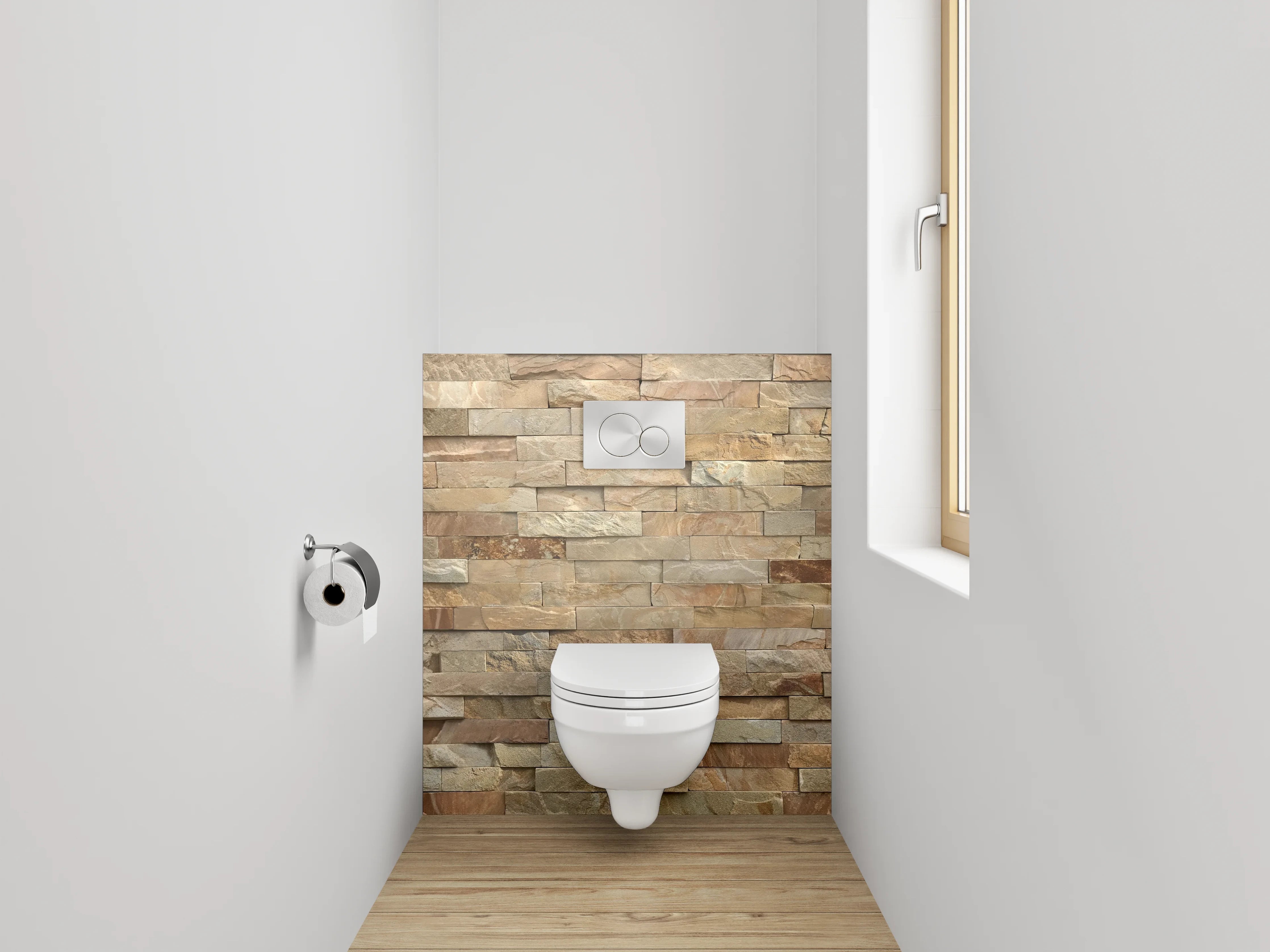WC-Rückwand - Natursteinmauer Optik Braun Beige