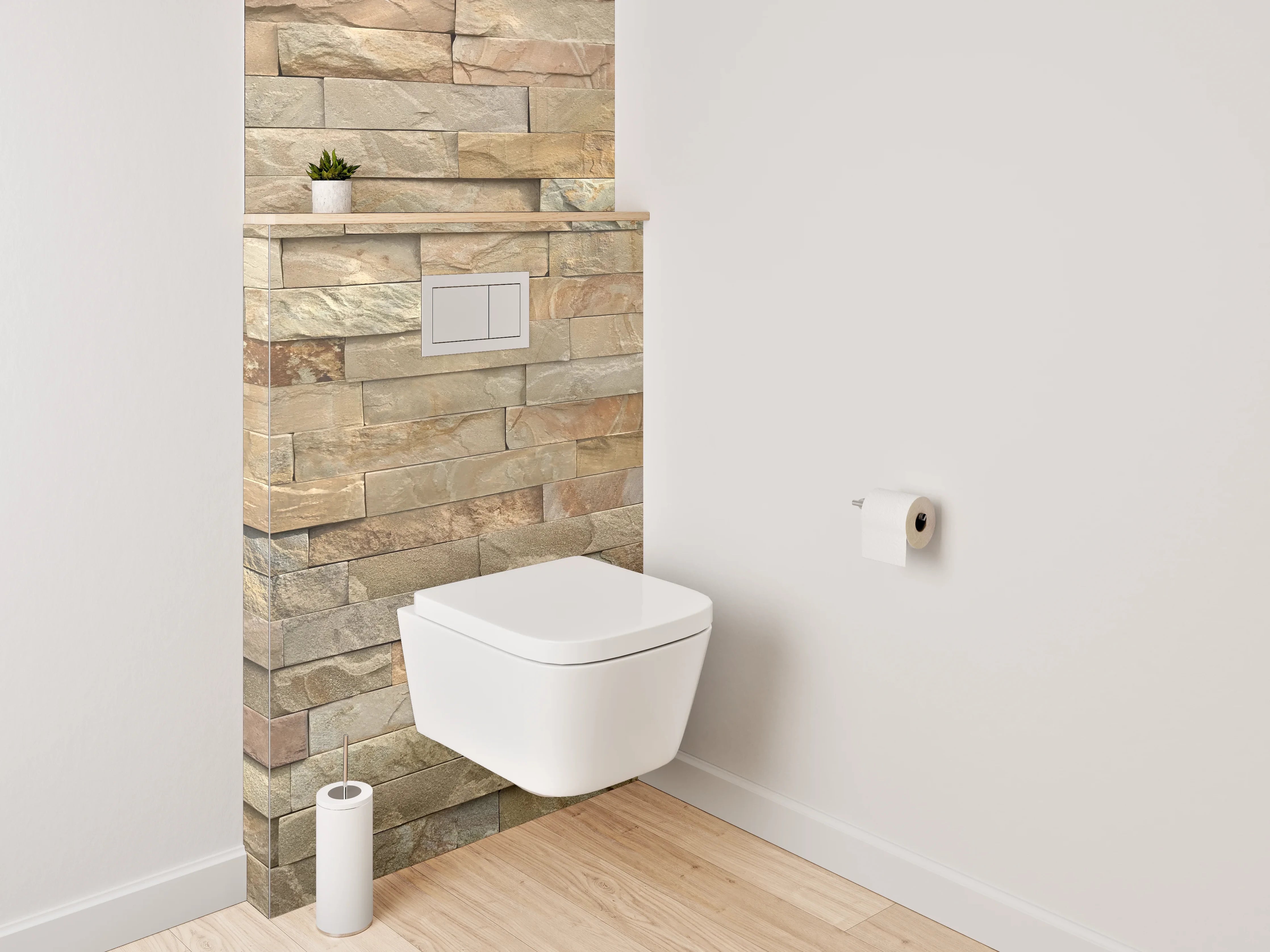 WC-Rückwand - Natursteinmauer Optik Braun Beige