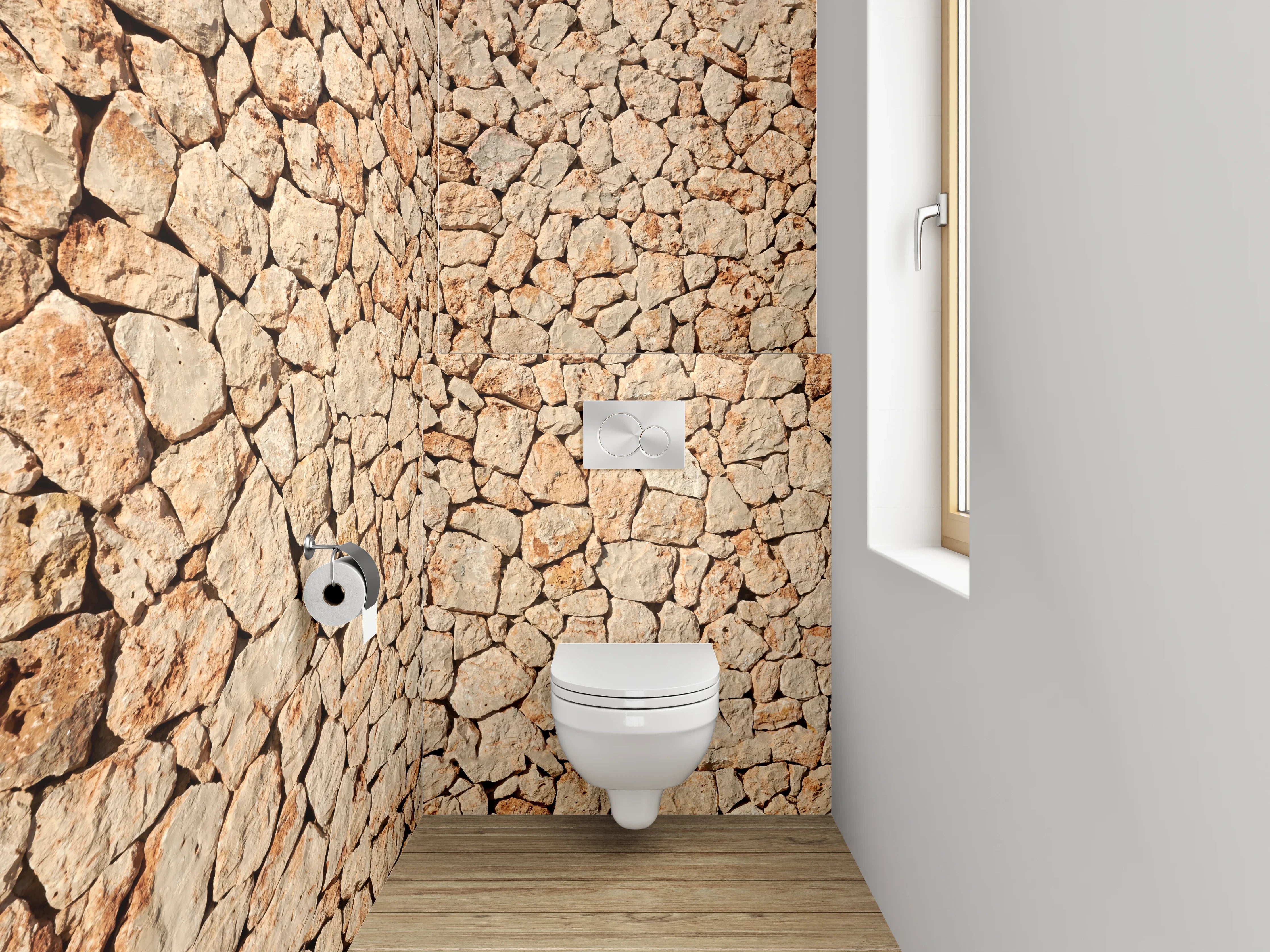 WC-Rückwand - Natursteinmauer Struktur Wanddeko