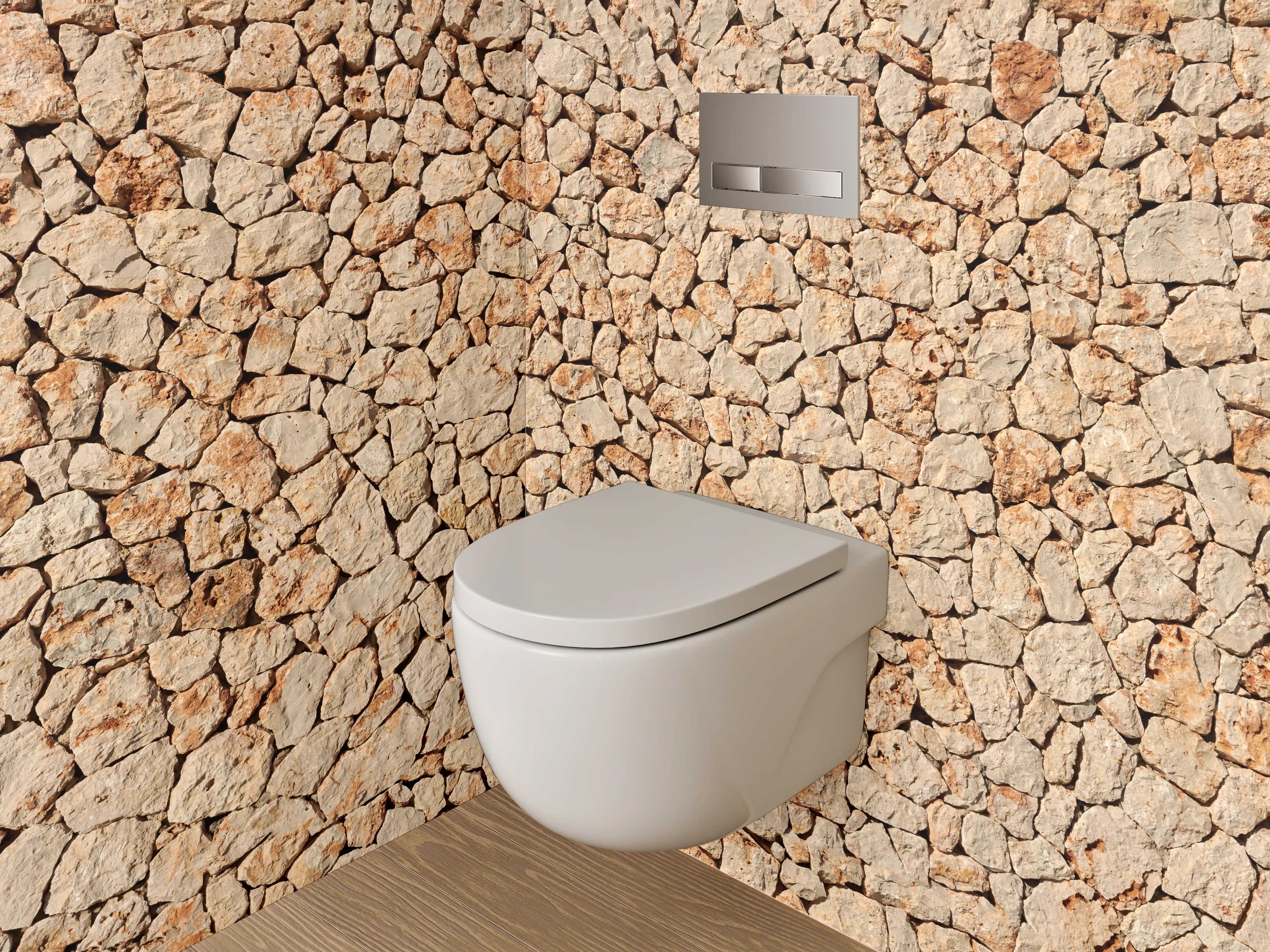 WC-Rückwand - Natursteinmauer Struktur Wanddeko