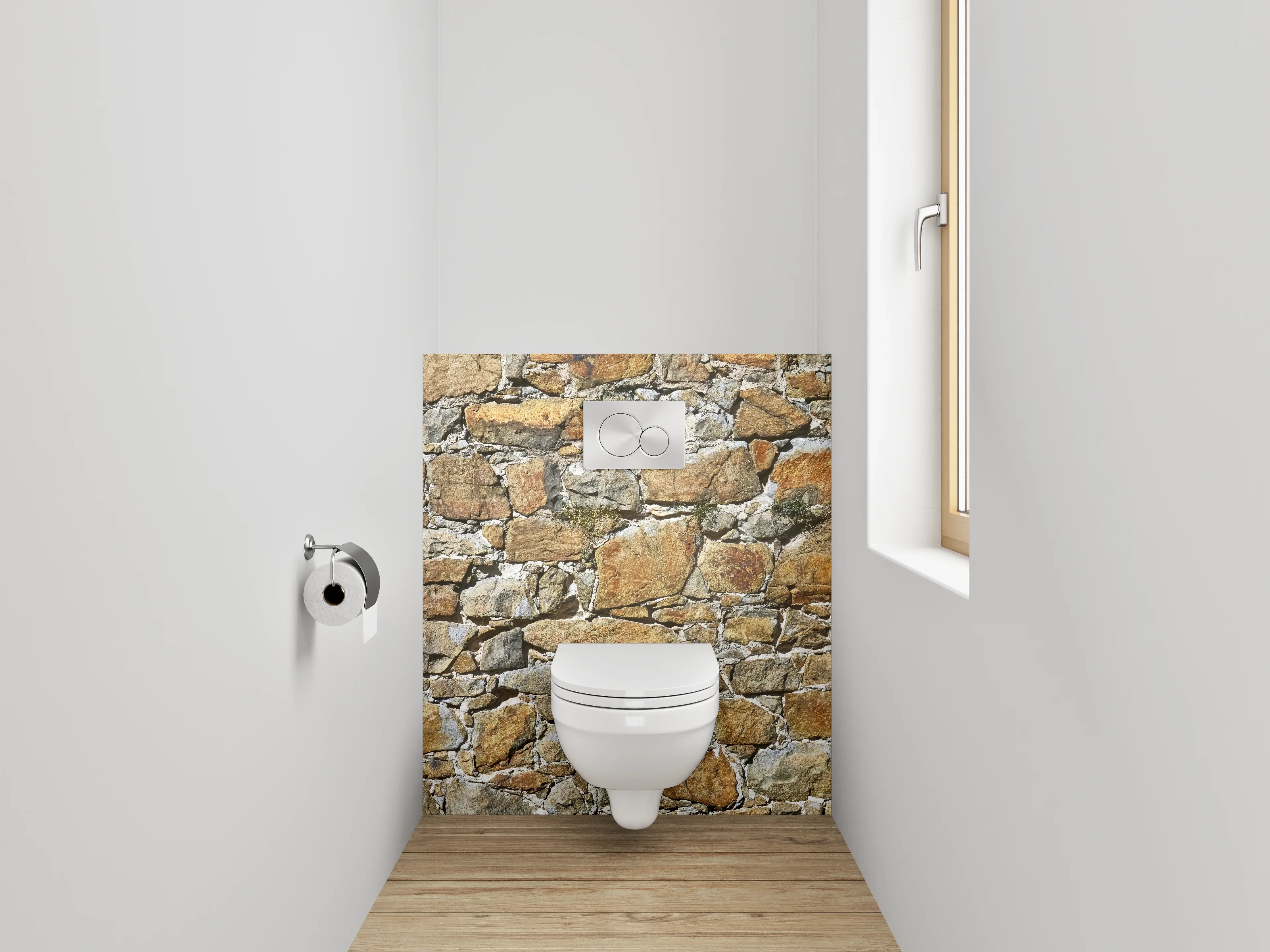 WC-Rückwand - Natursteinmauer rustikal Braun Grau