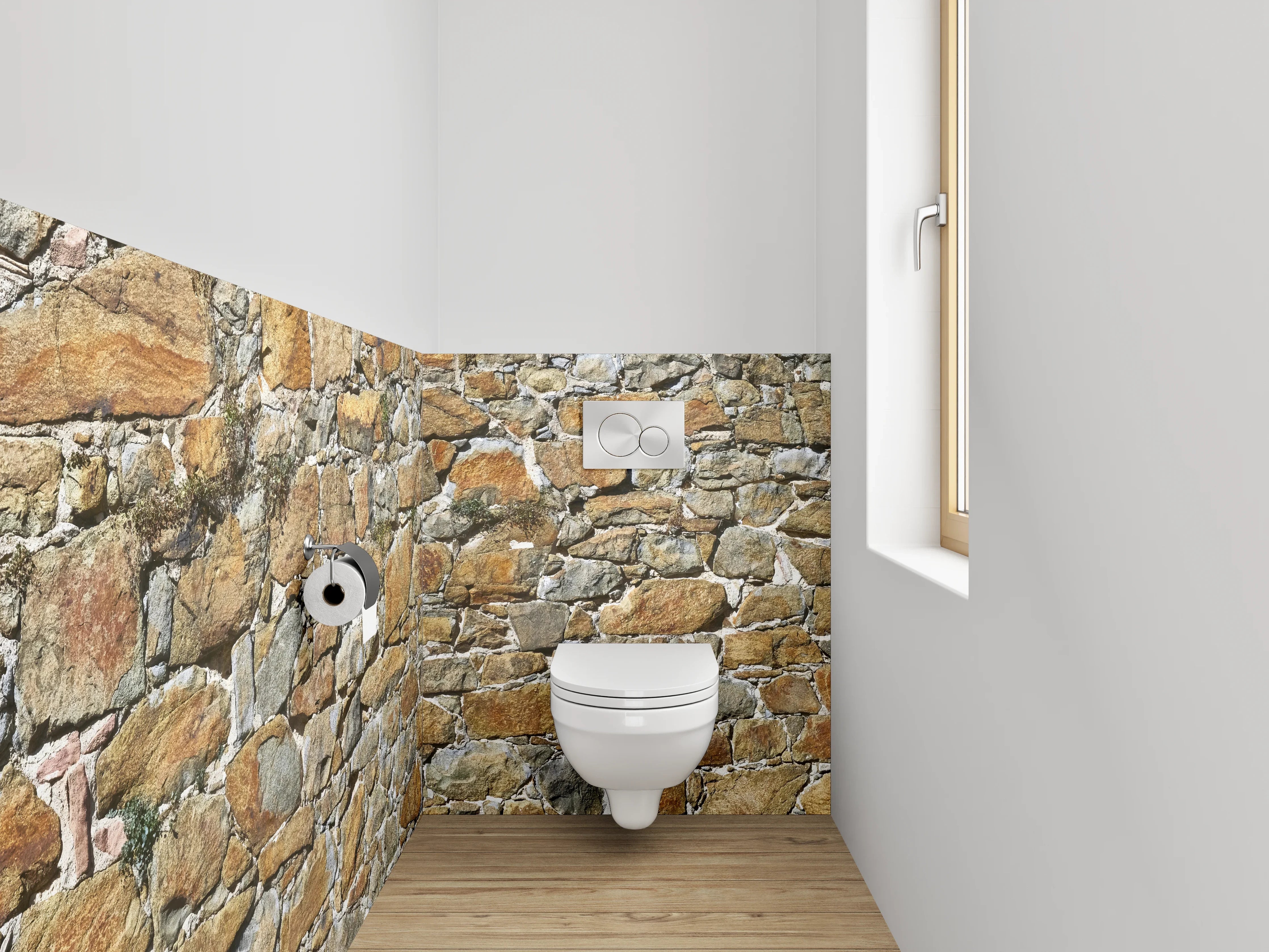WC-Rückwand - Natursteinmauer rustikal Braun Grau