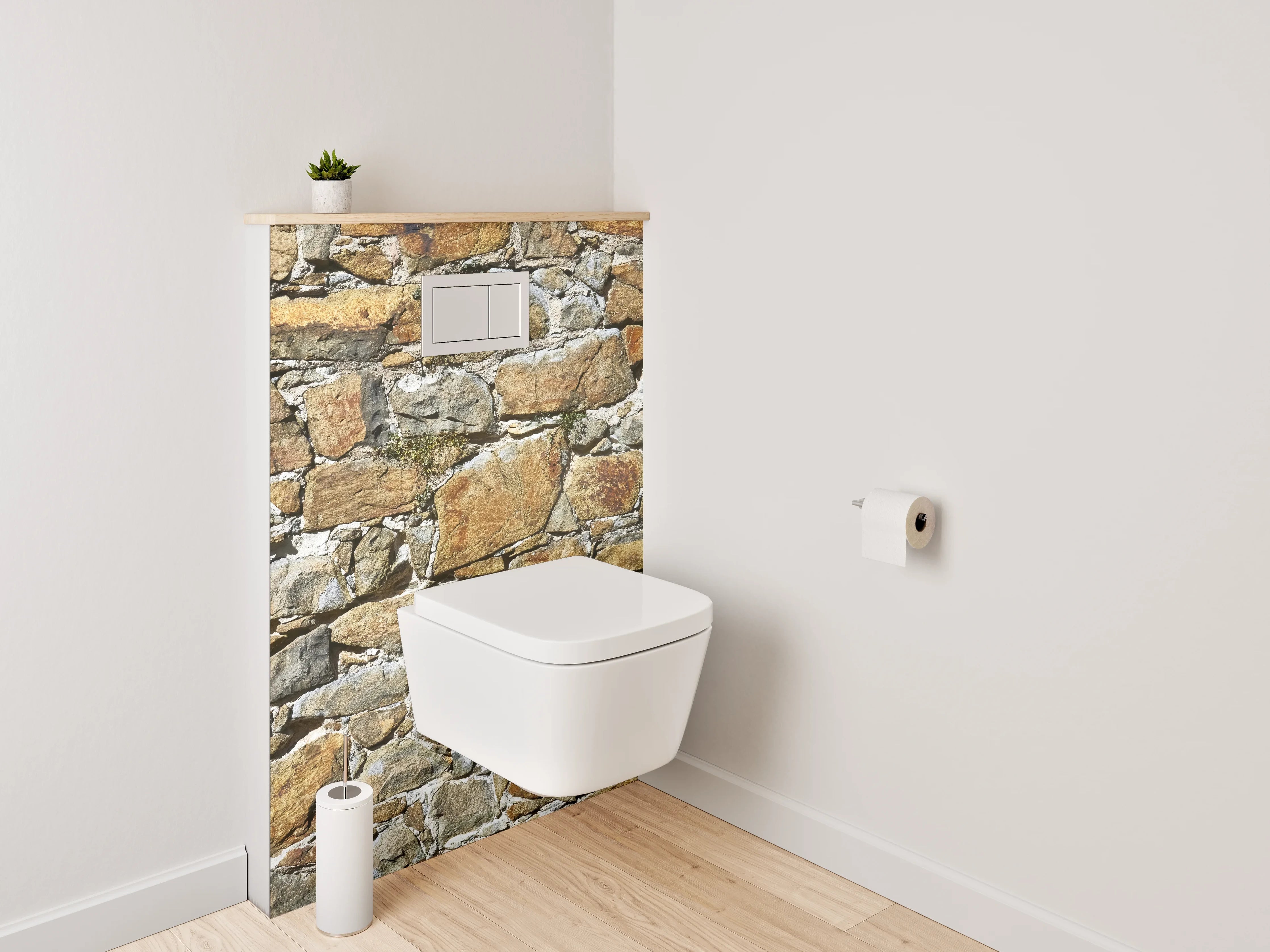 WC-Rückwand - Natursteinmauer rustikal Braun Grau