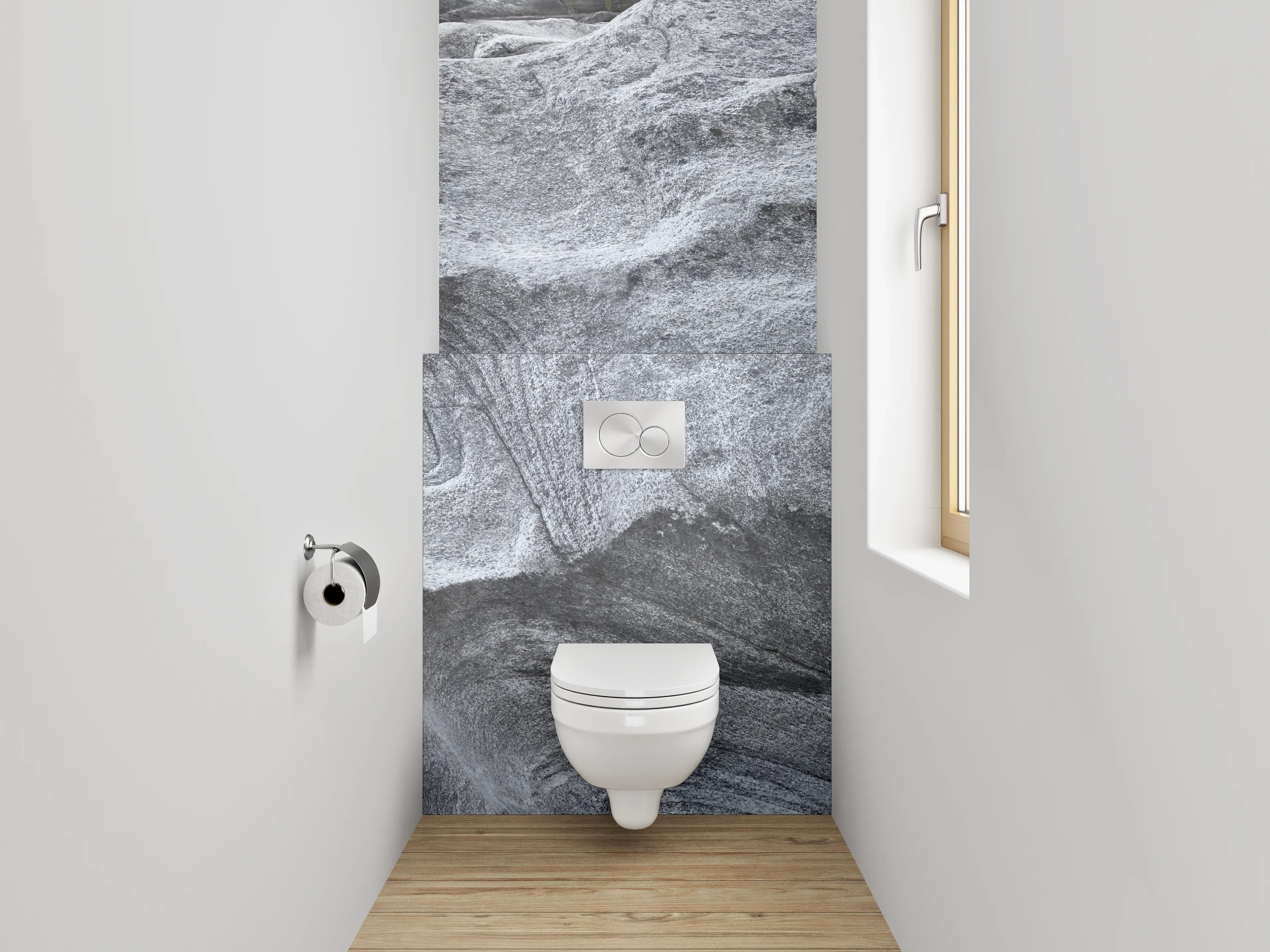 WC-Rückwand - Natursteinoptik Schiefer Grau Weiß