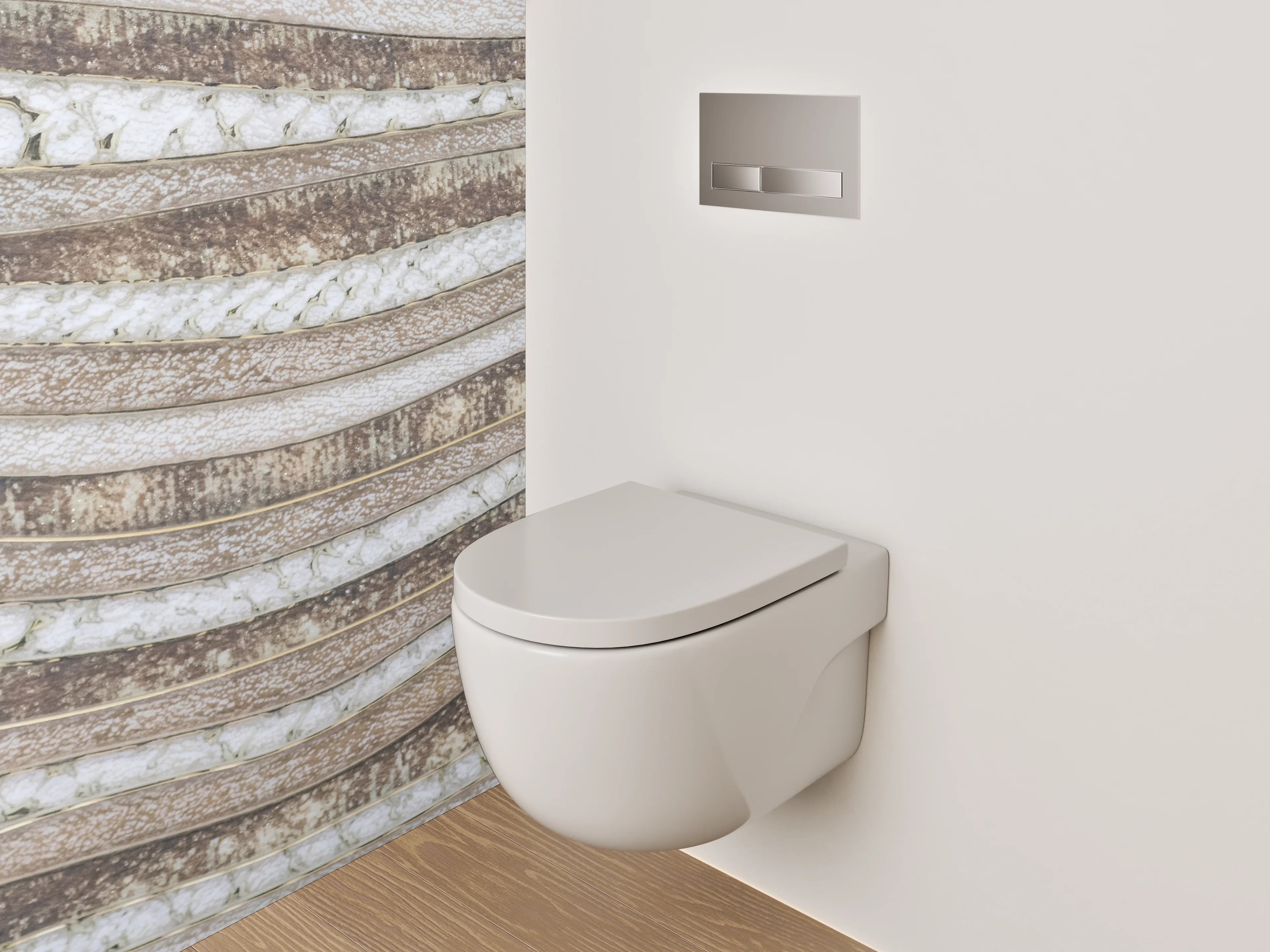 WC-Rückwand - Natursteinwellen in Sand- und Beigetönen