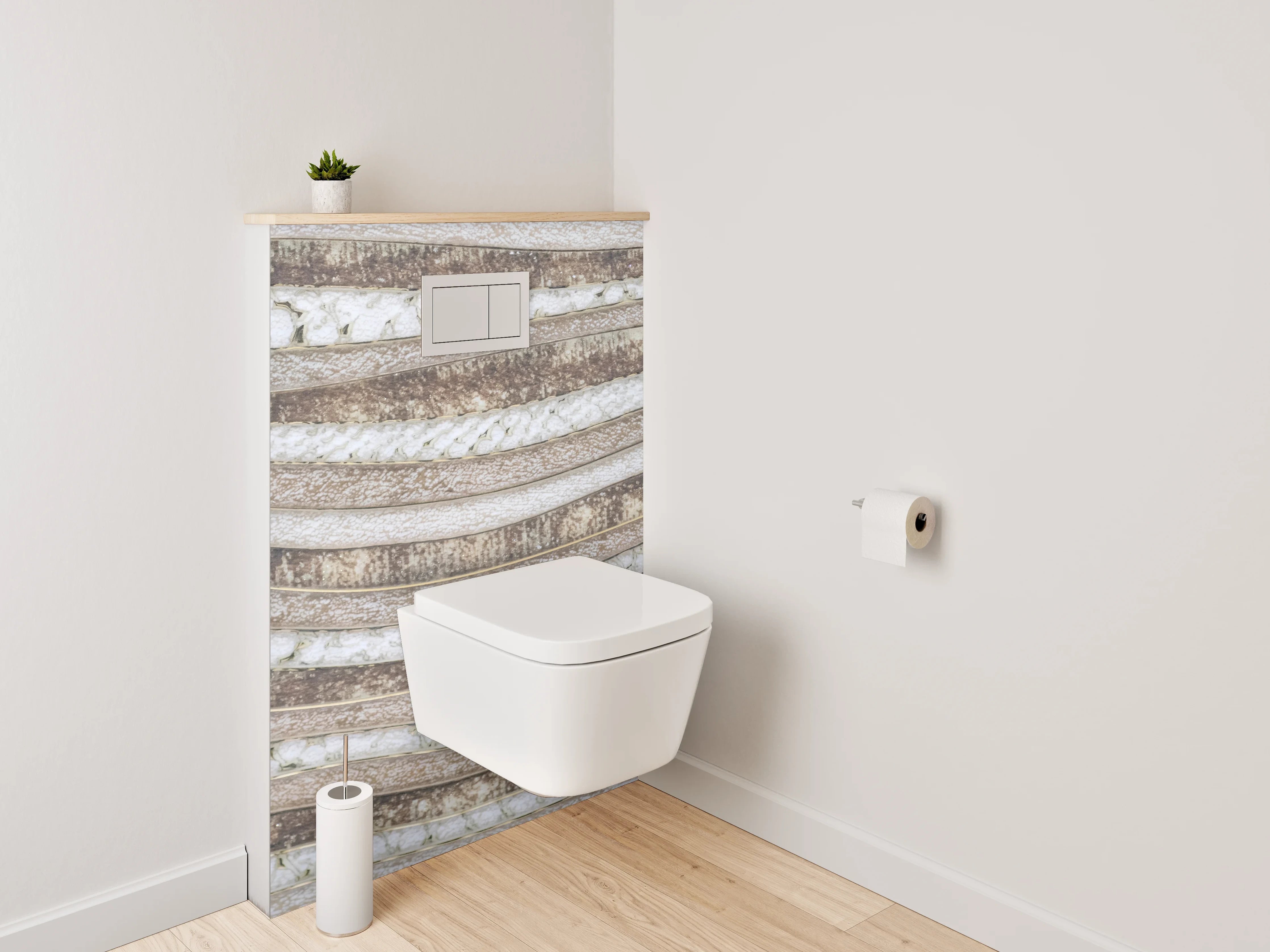 WC-Rückwand - Natursteinwellen in Sand- und Beigetönen